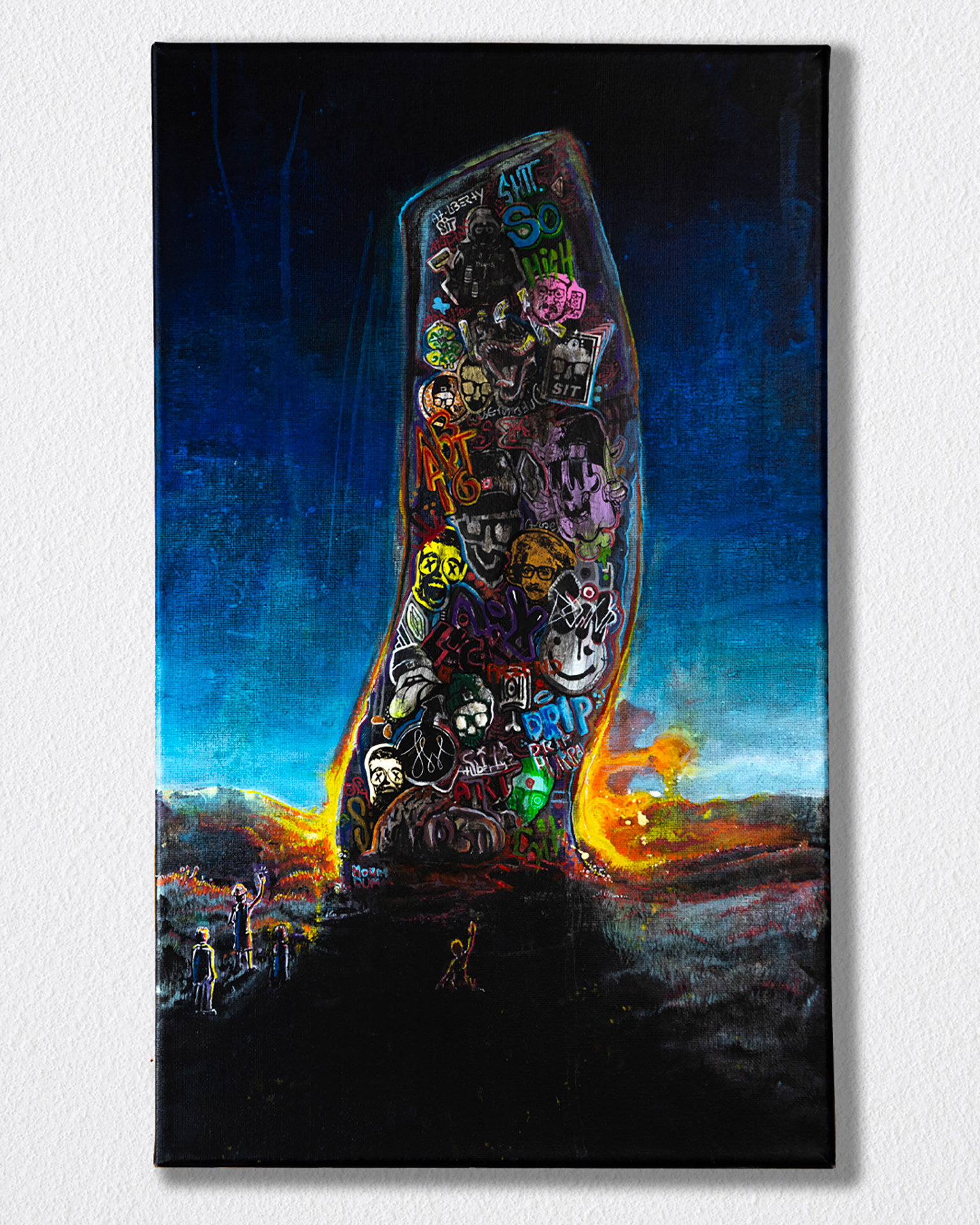 Overwhelming Monument – 2023, Acryl, Collage auf Leinwand, Keilrahmen, 50x30, Sit atLiberty Collab