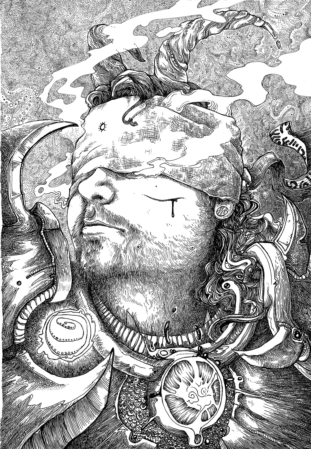 Dämonenjäger Maddin – 2022, Marker in Skizzenbuch, 25,5 x 18 cm