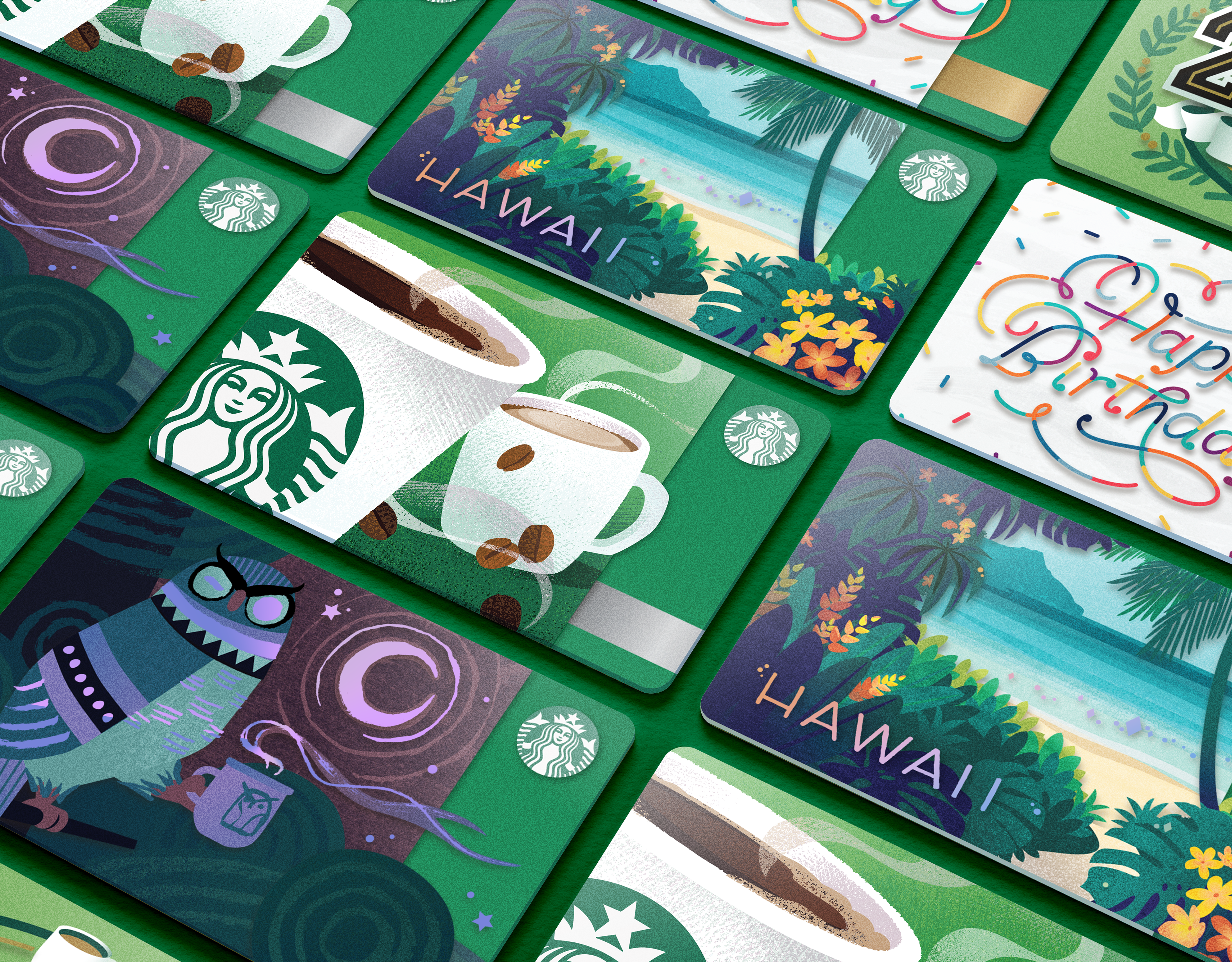 starbucks coffee gift card design and illustration mockup by chelsea wirtz studio