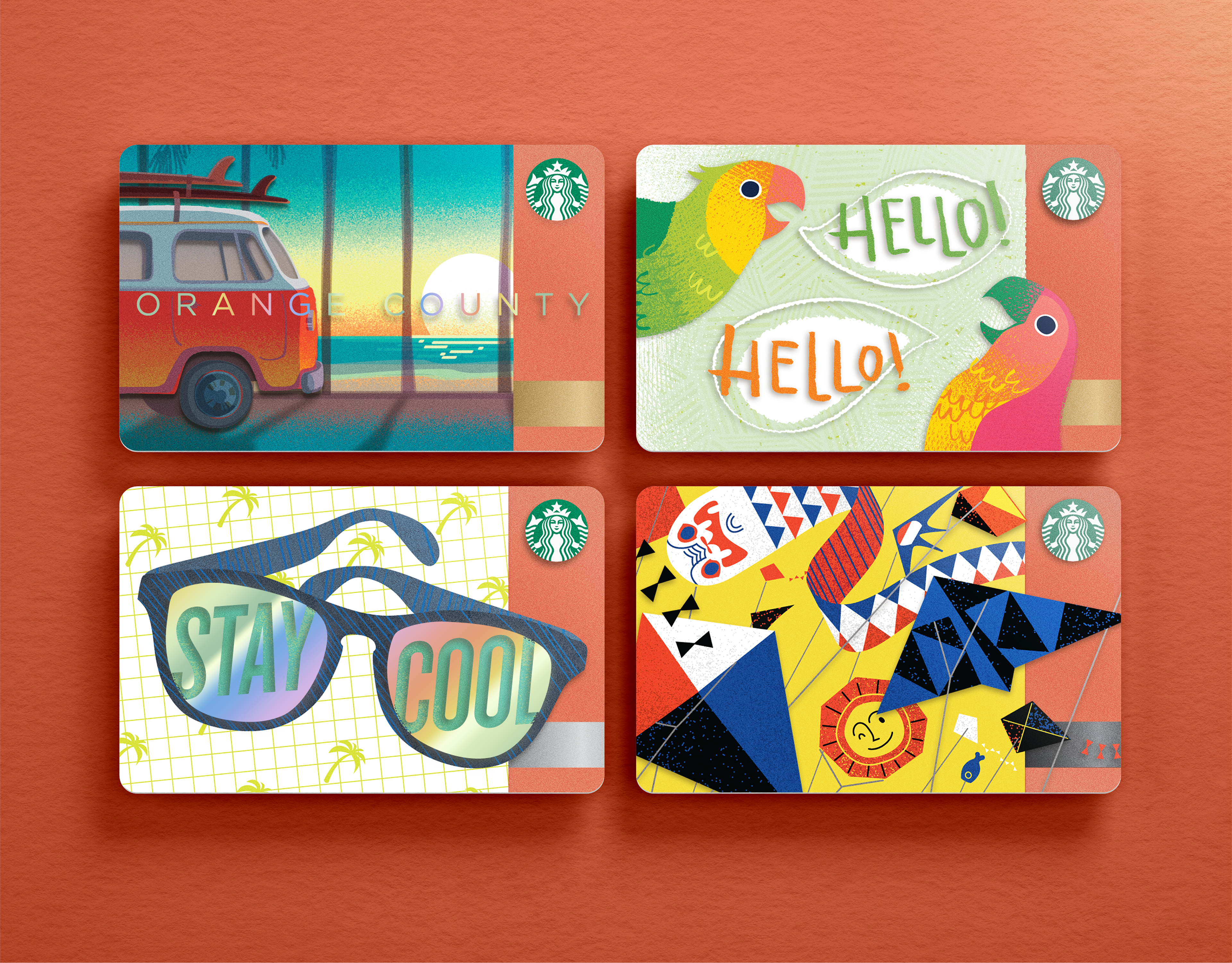 starbucks coffee gift card design and illustration mockup by chelsea wirtz studio
