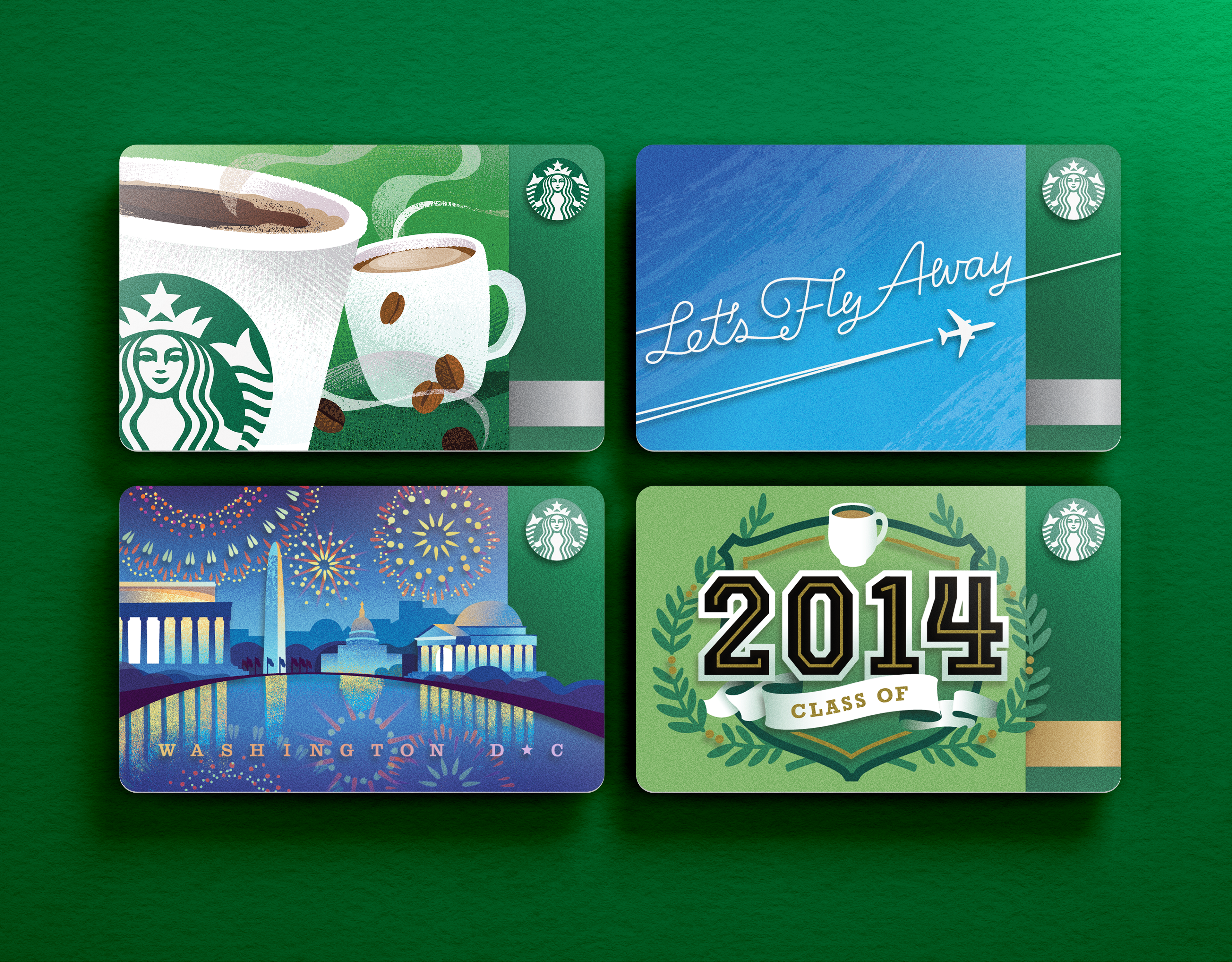 starbucks coffee gift card design and illustration mockup by chelsea wirtz studio