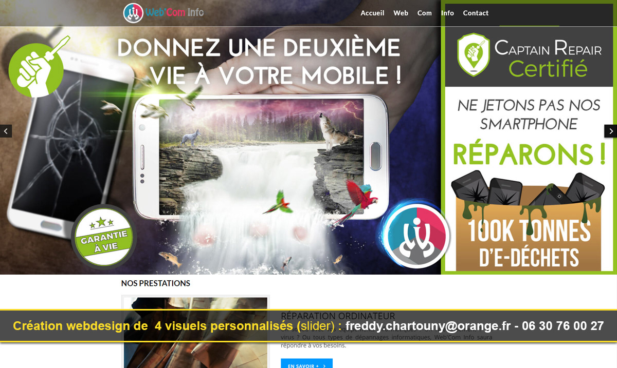 Création visuel slider site web pour l'agence WEBCOM-INFO