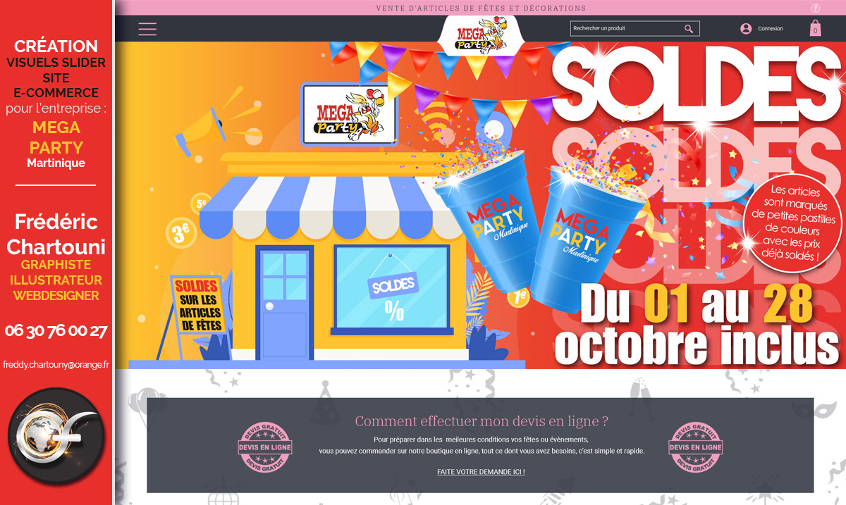 Création Visuel événement slider site web pour MEGAPARTY Martinique