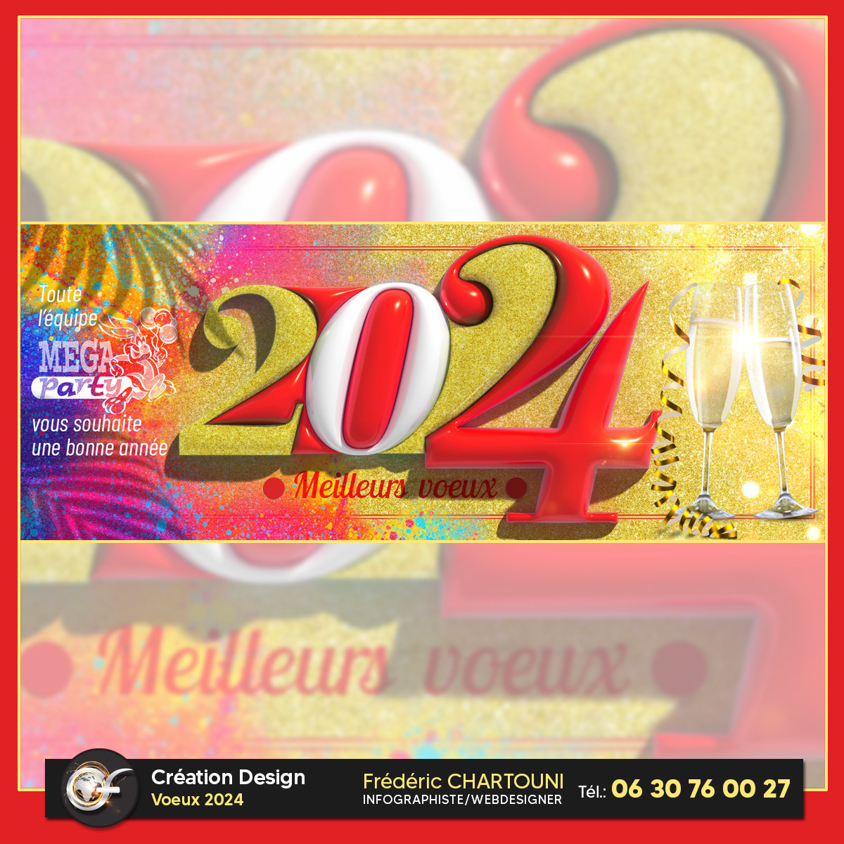 Création voeux 2024 MEGA PARTY Martinique
