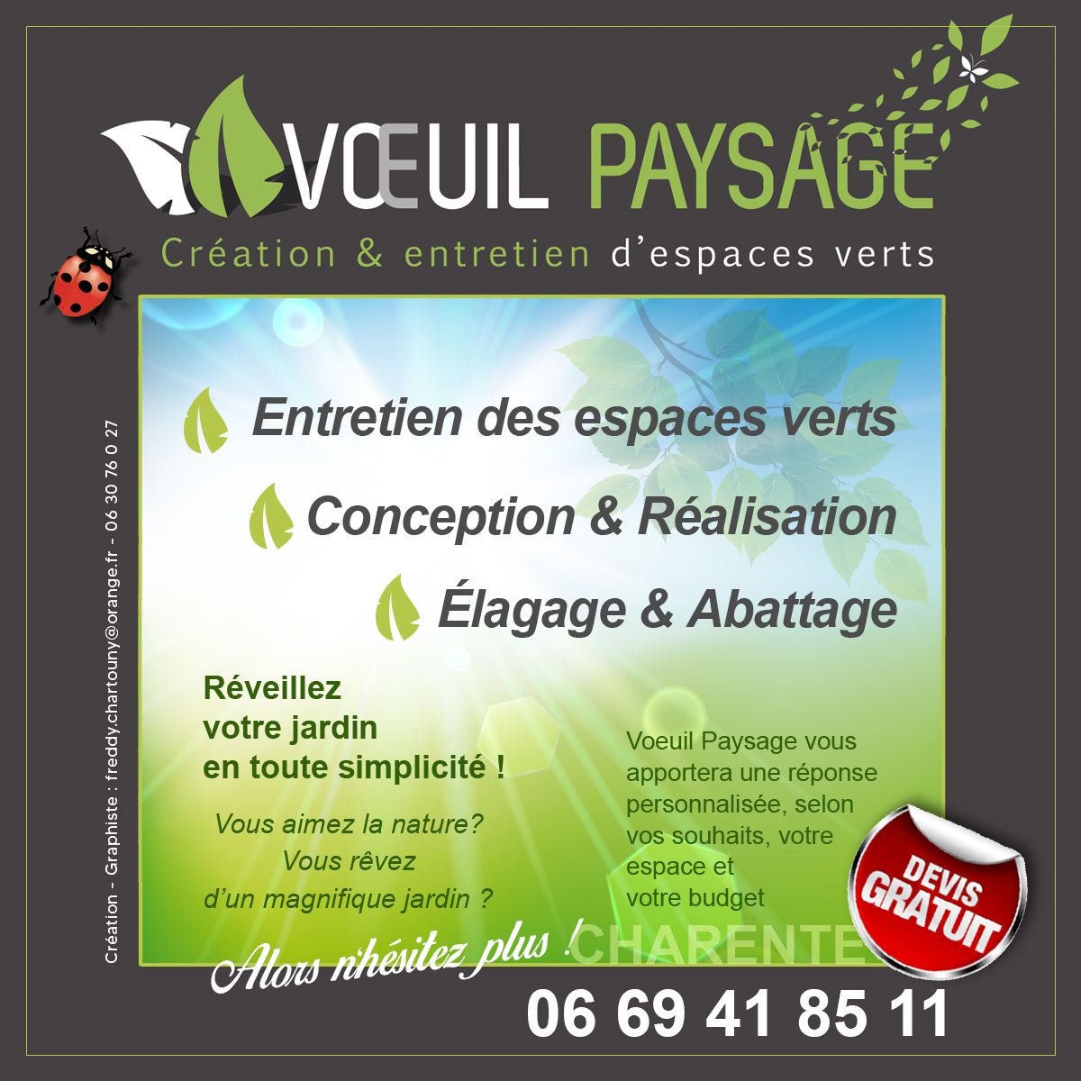 Création Pub Facebook pour l'entreprise Voeuil paysage