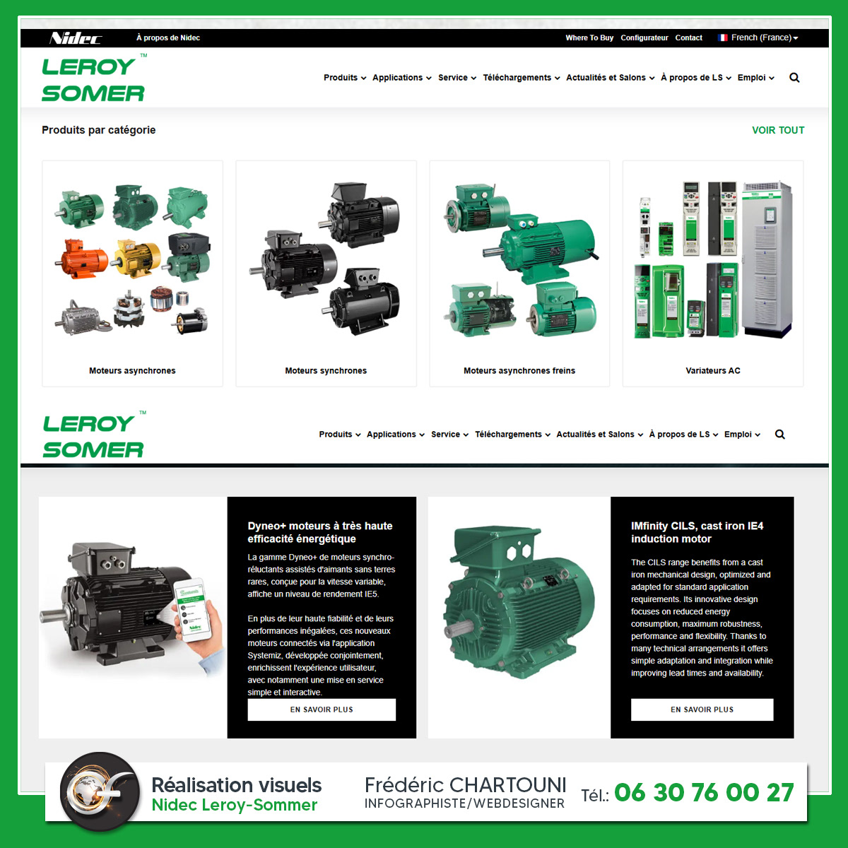 Création visuels pour le site internet Nidec leroy-Somer 