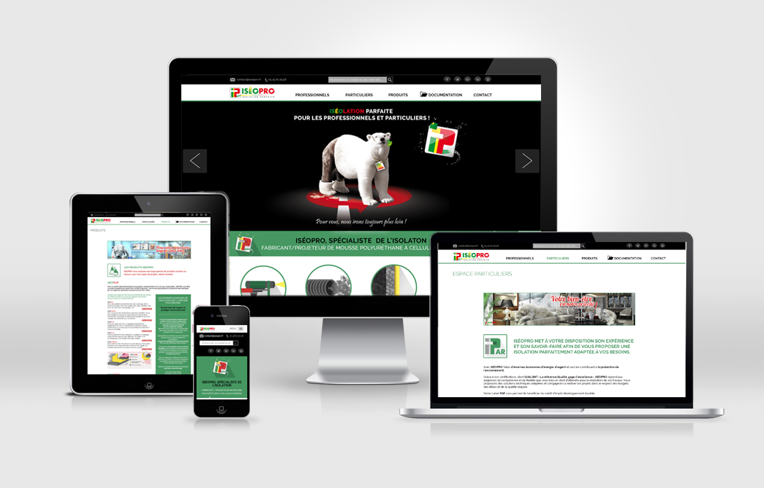 Création webdesign (charte graphique, ergonomie, arborescence, typo, icône, visuels personnalisés,...) iseopro.fr