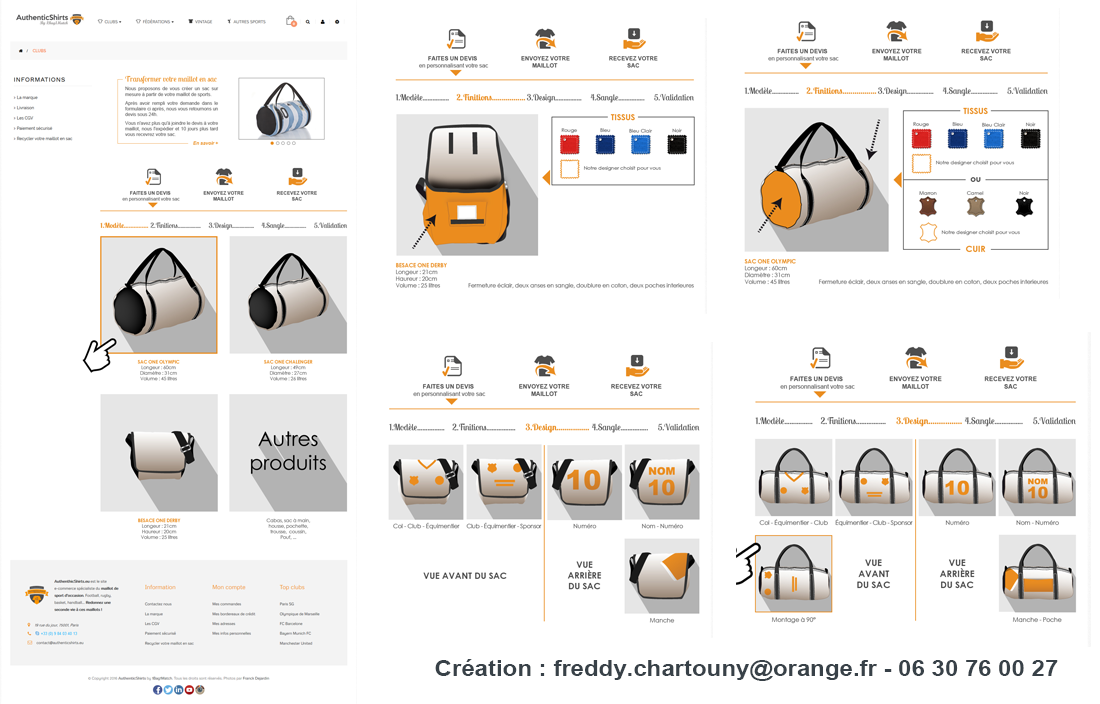 Création webdesign module transformation de sacs sport personnalisés