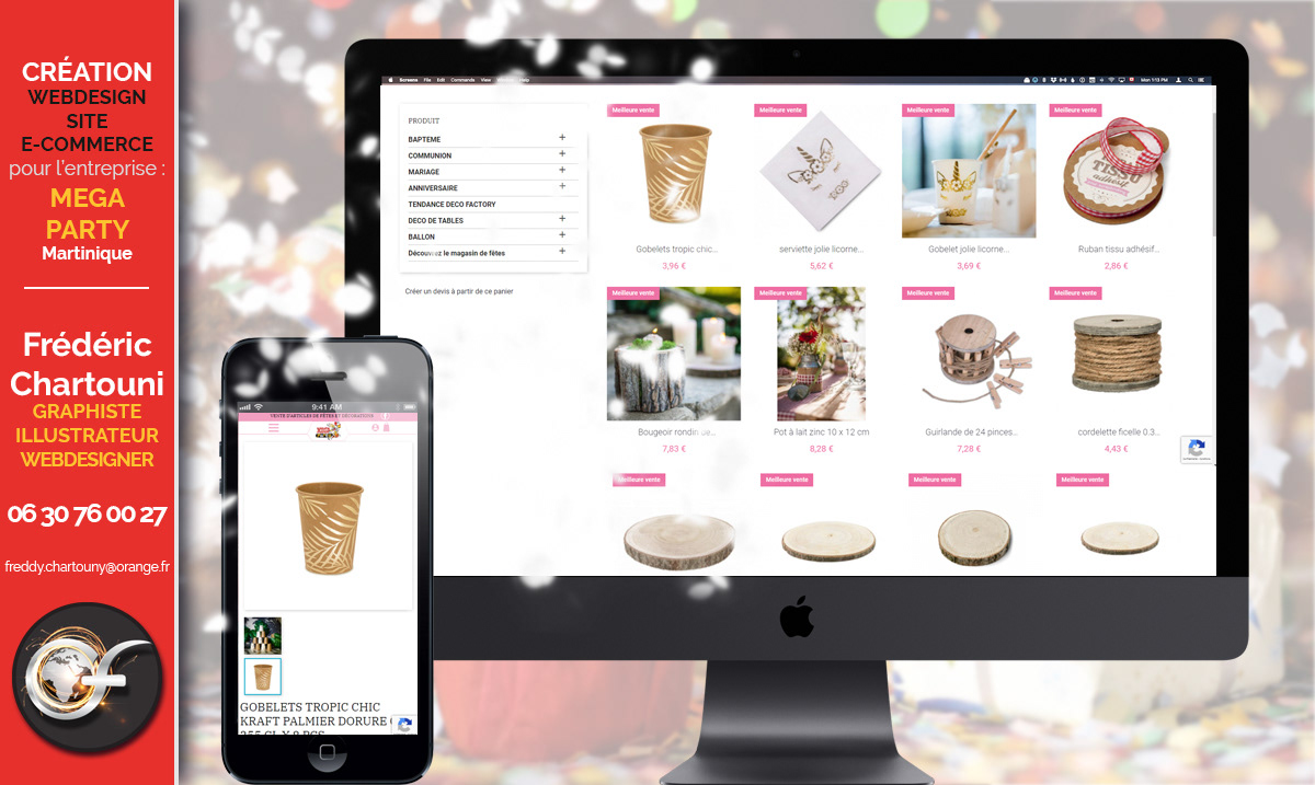 Création webdesign du site web pour MEGAPARTY Martinique