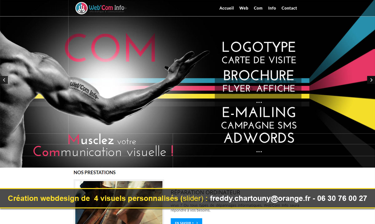 Création visuel slider site web pour l'agence WEBCOM-INFO