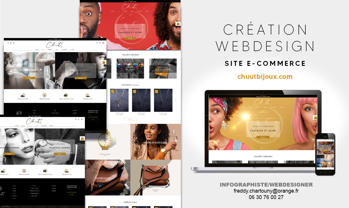 Création Webdesign du site e-commerce chuutbijoux.com 