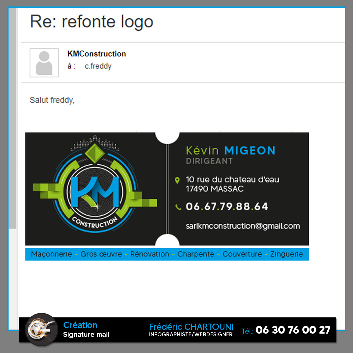 Création Signature mail KM Construction