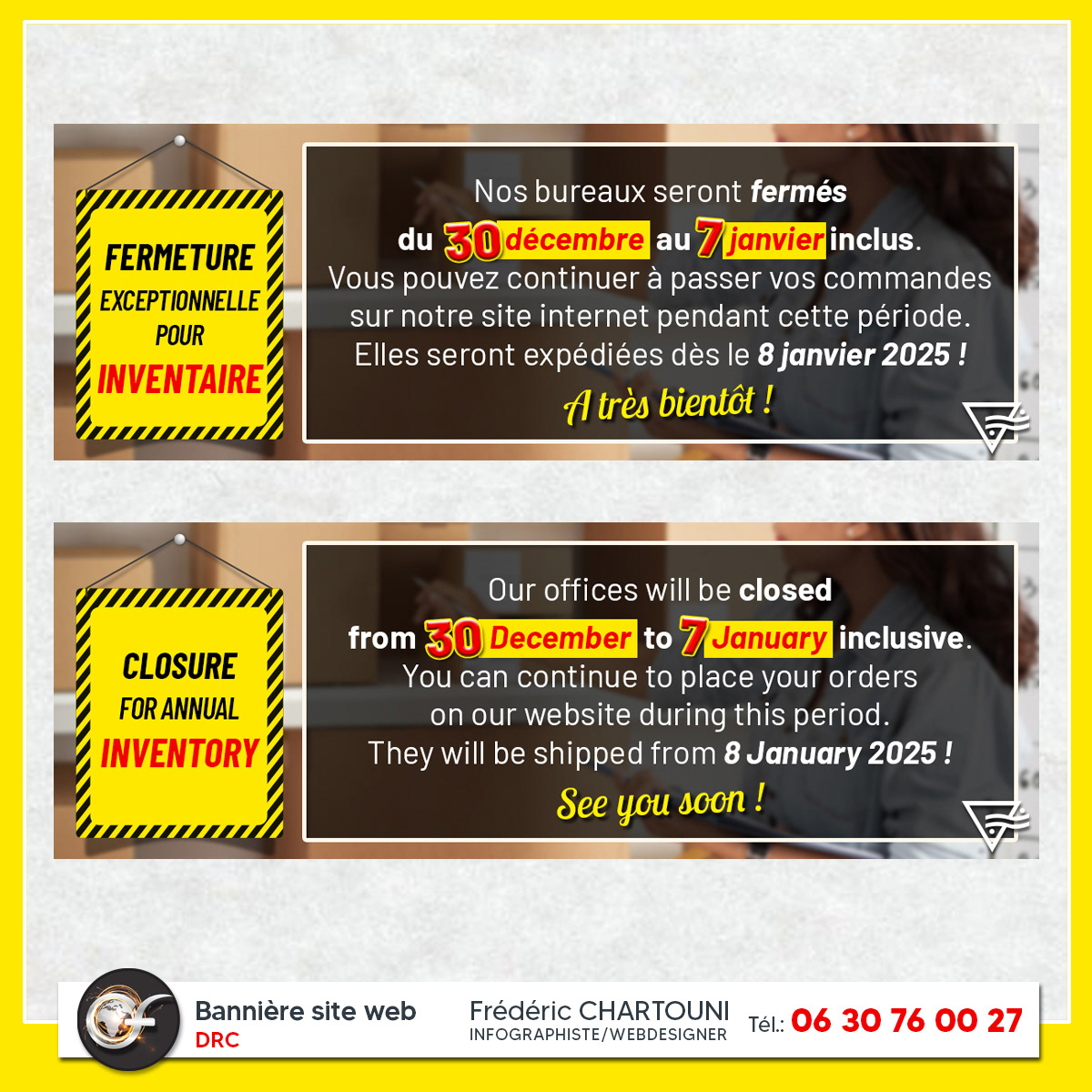 Création visuel web fermeture site internet drc.fr