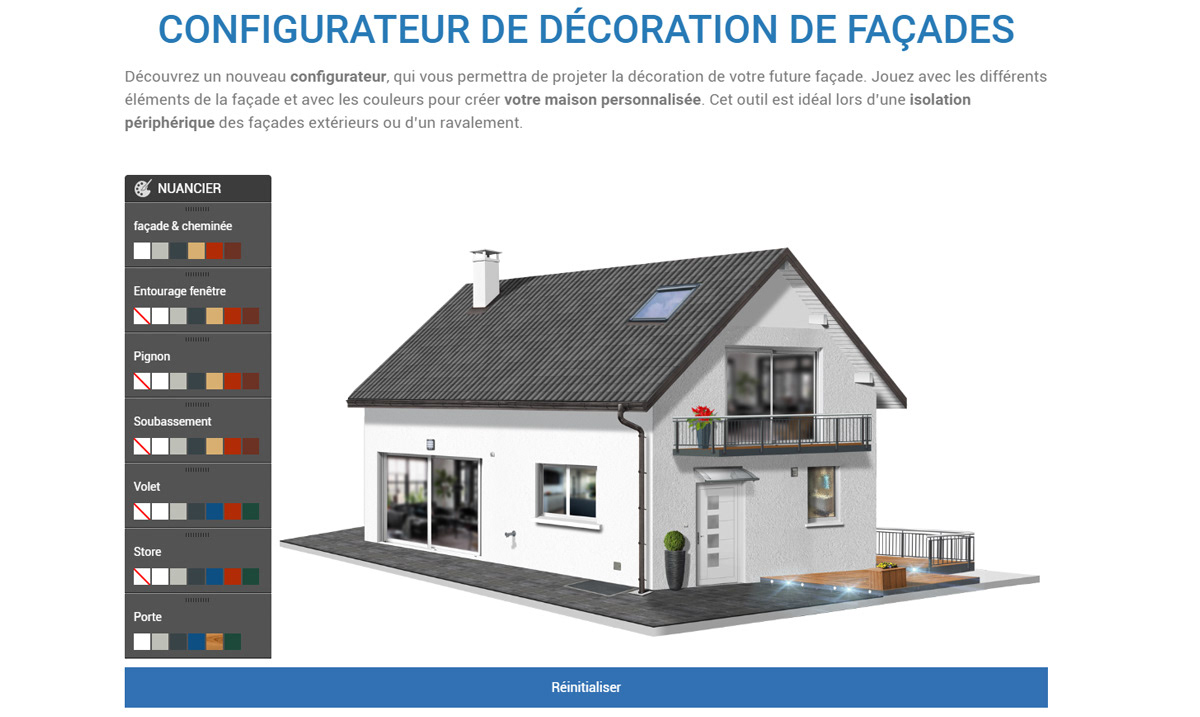 Création webdesign et conception de la globalité du configurateur pour autourdelamaison.ch