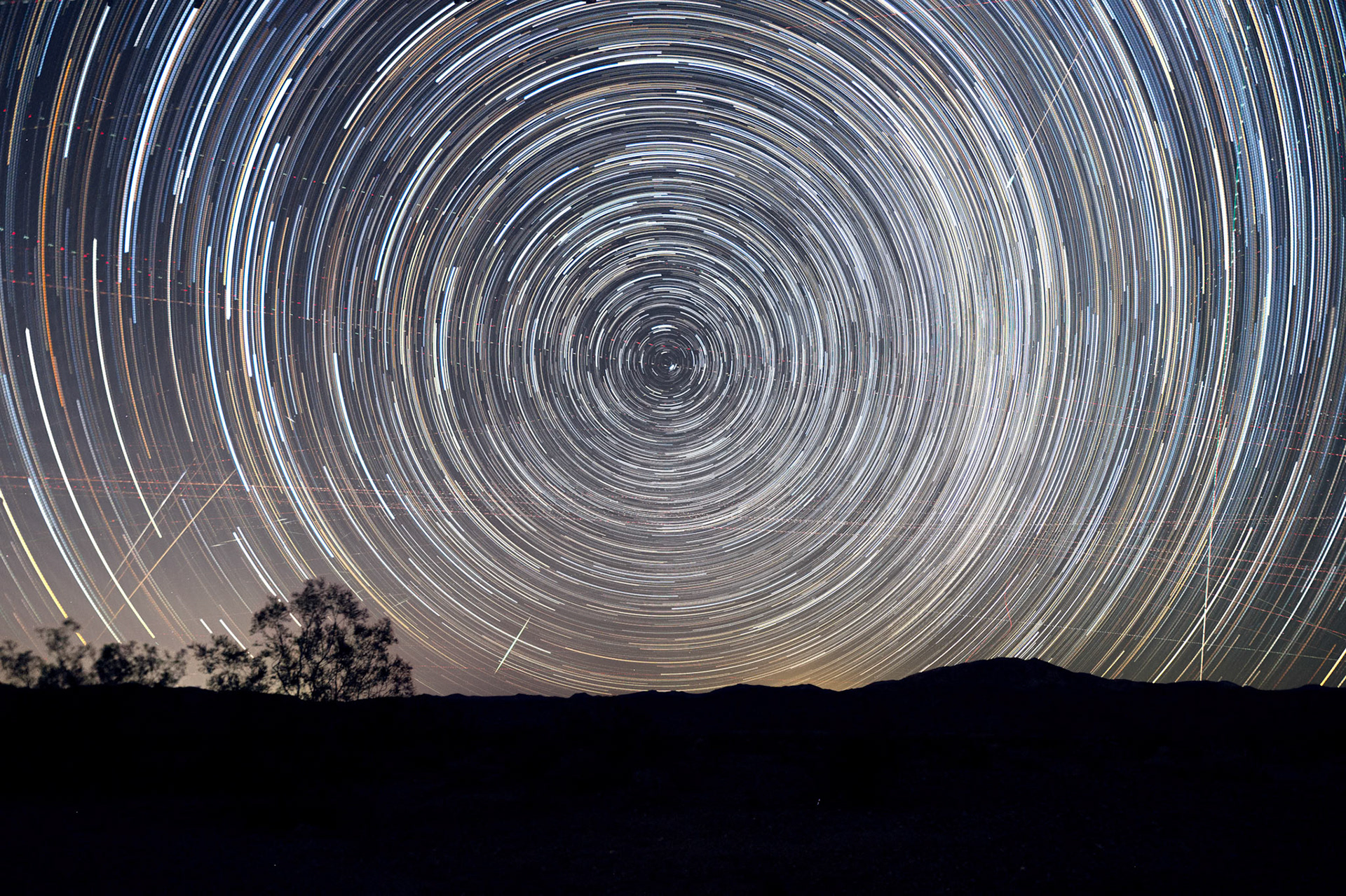 Star Trails and Satellites at Joshua Tree