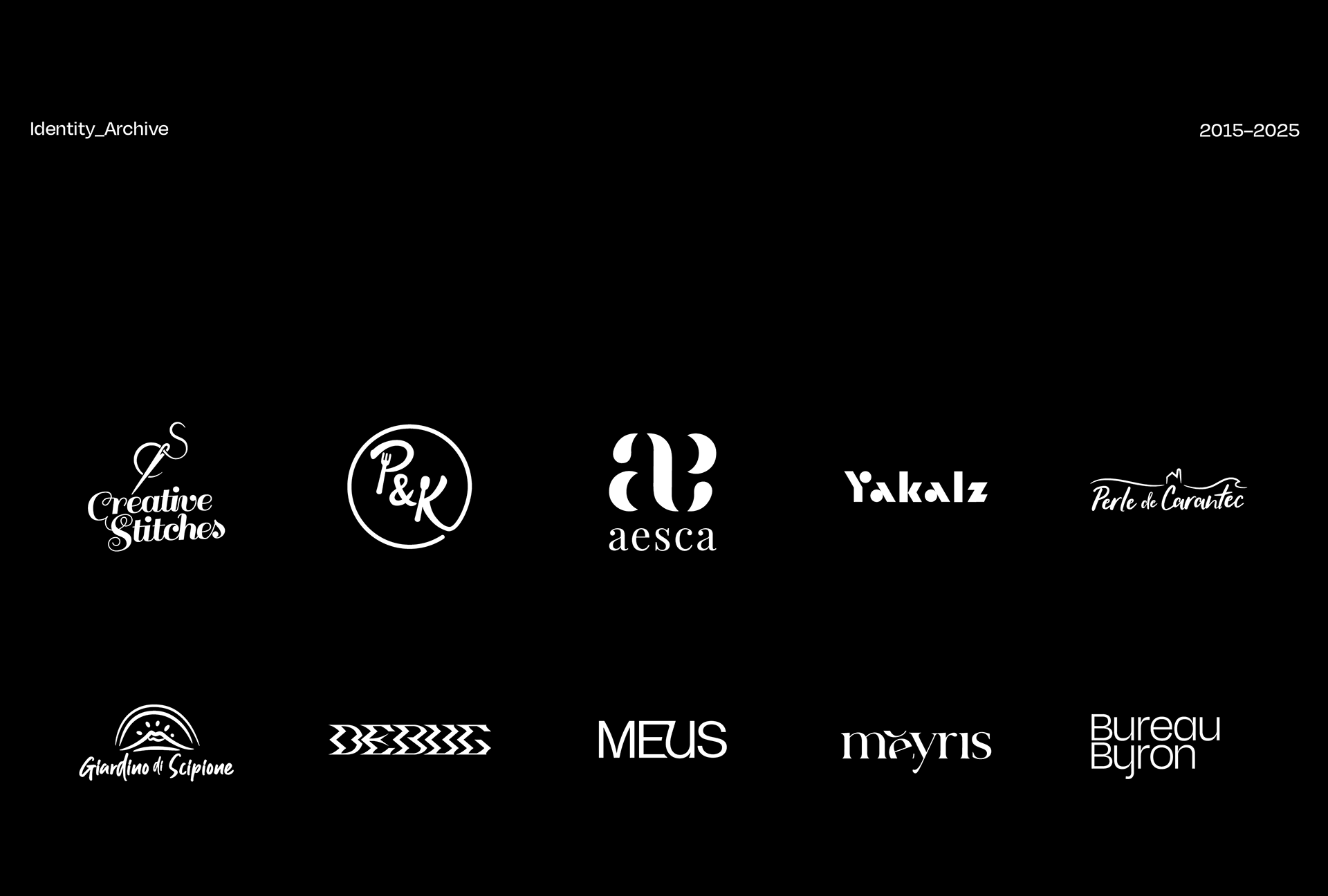 Identity Archive of Byron Co, a collection of logo designs from 2015 to 2025