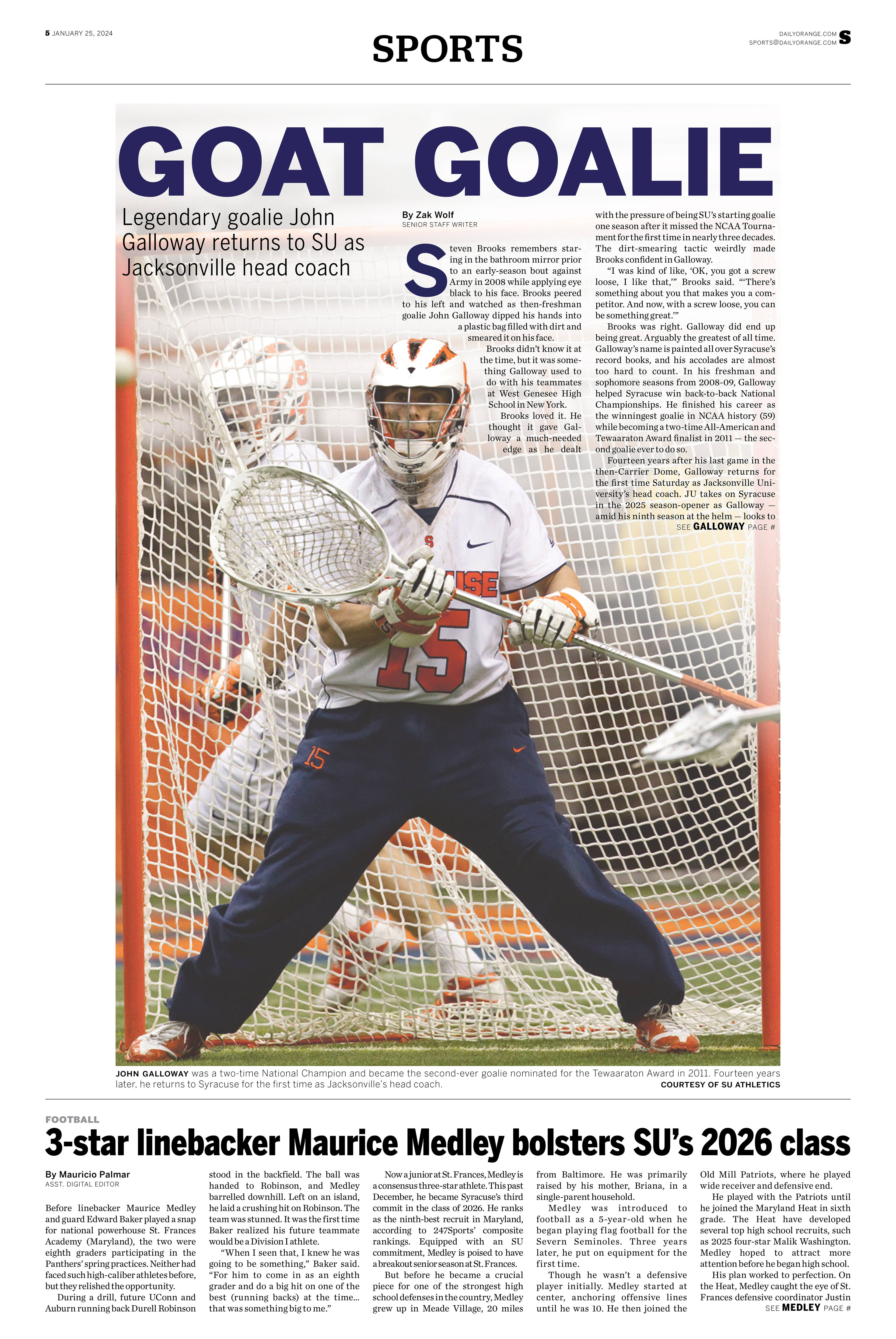 Sports front, Daily Orange (2025)
