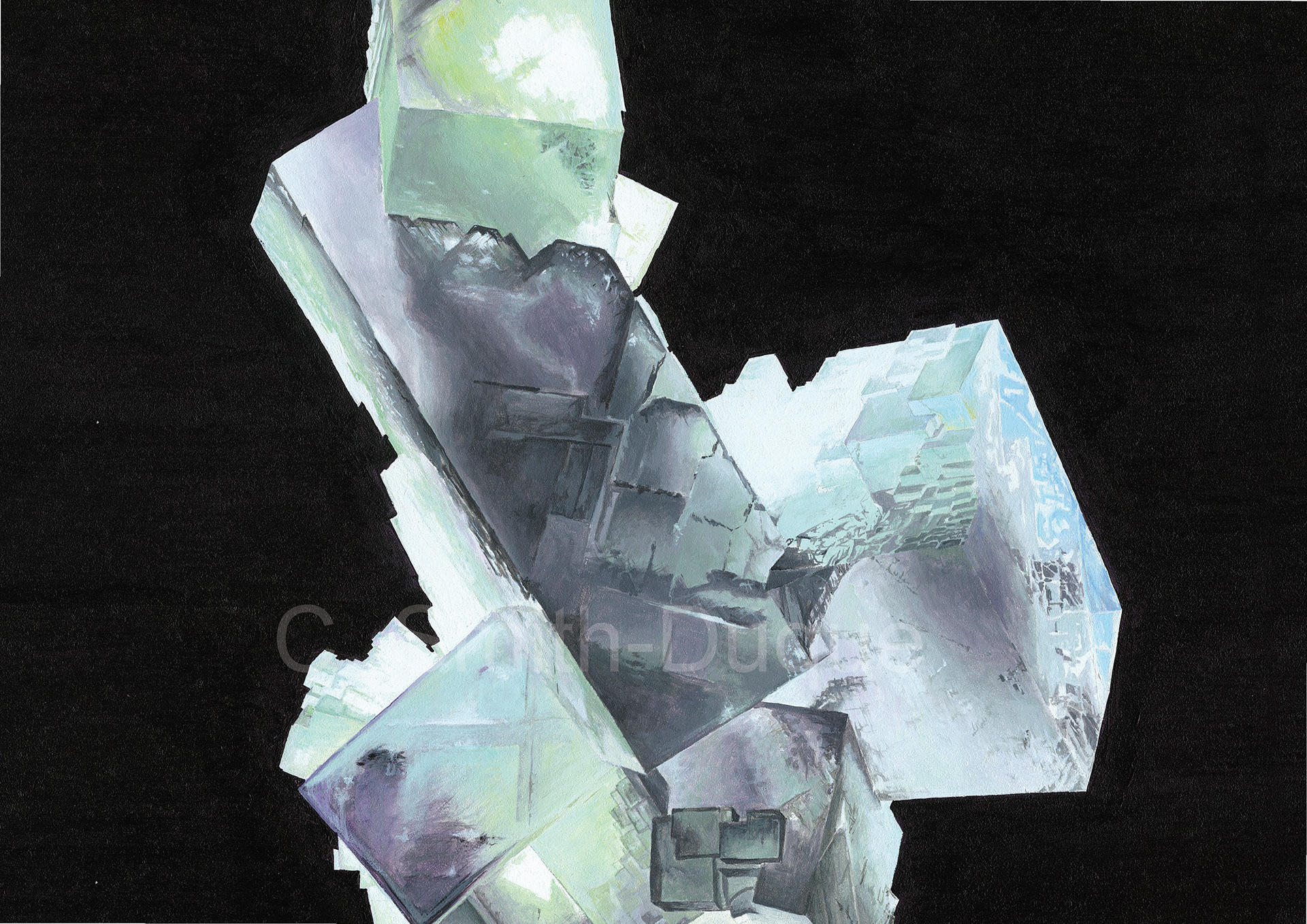 Funky Flourite, 30 x 41 cm, Acrylic on gessopanel