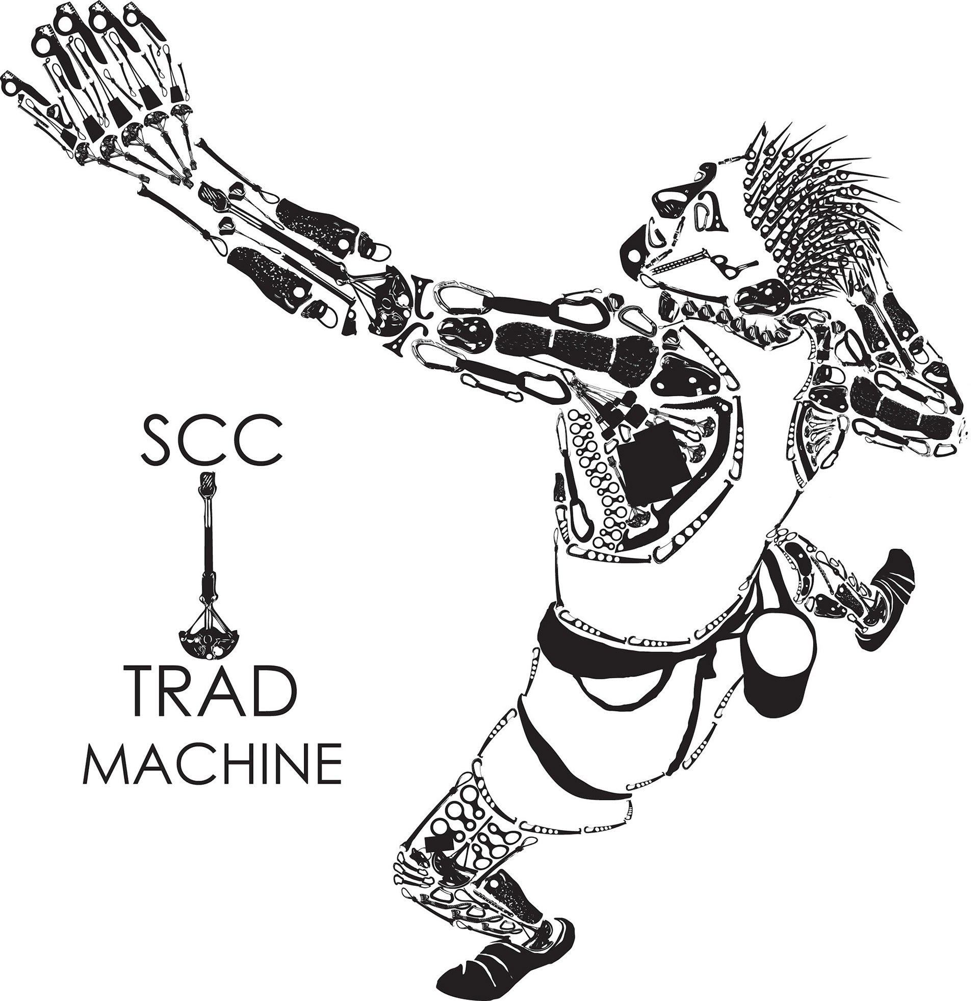 'Trad Machine' graphic for Southampton Climbing Club t-shirts.