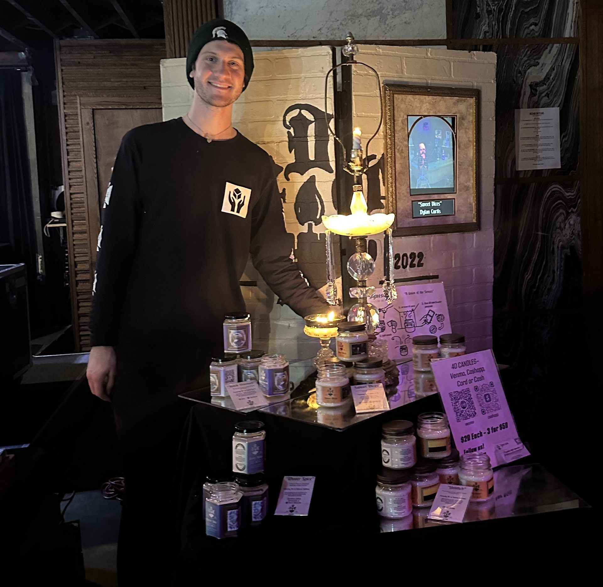 Myself and my booth at Marble Bar for the launch of my winter line on December 3rd.