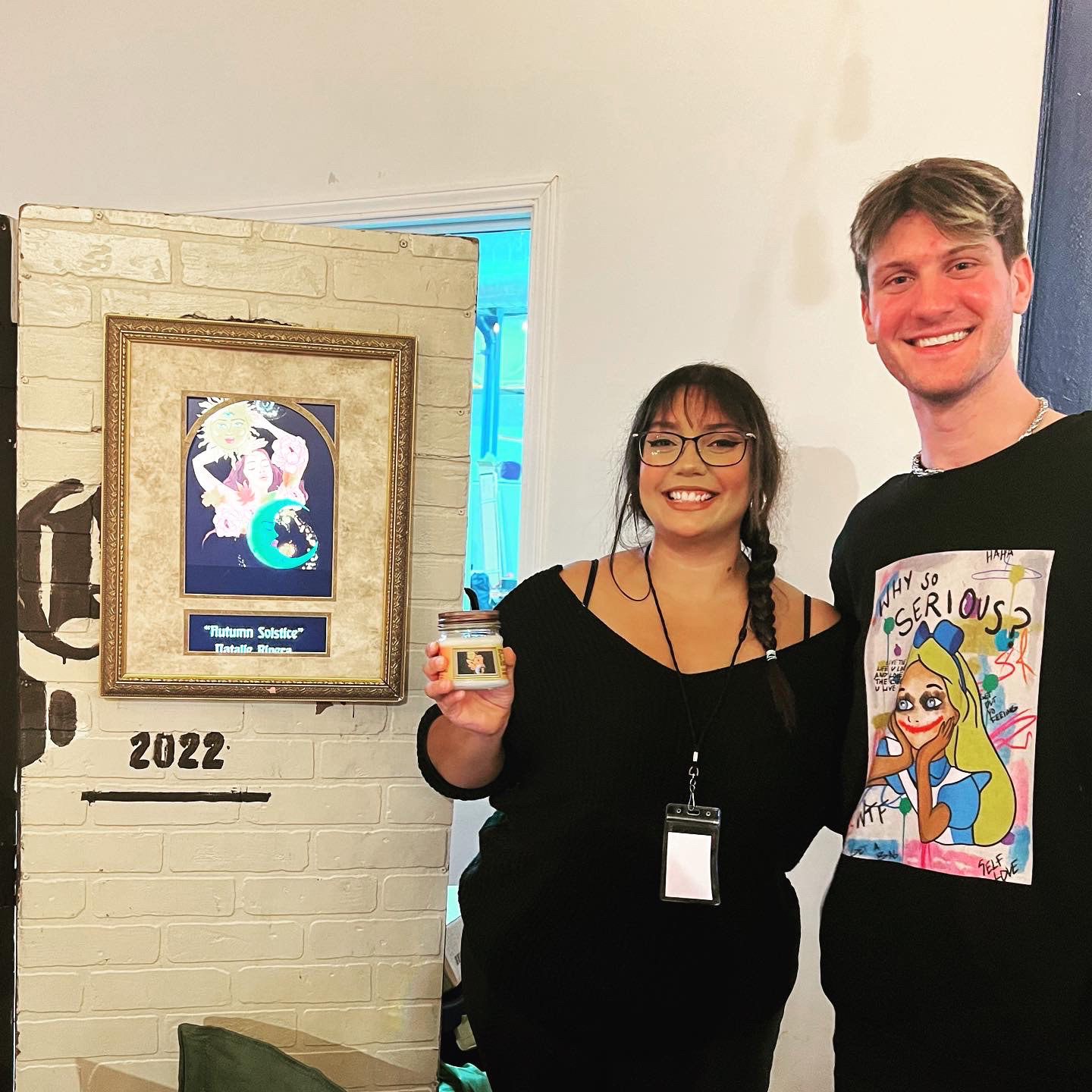 Detroit based Artist & Graphic Designer Natalie Rivera & Myself posing with her animated piece!