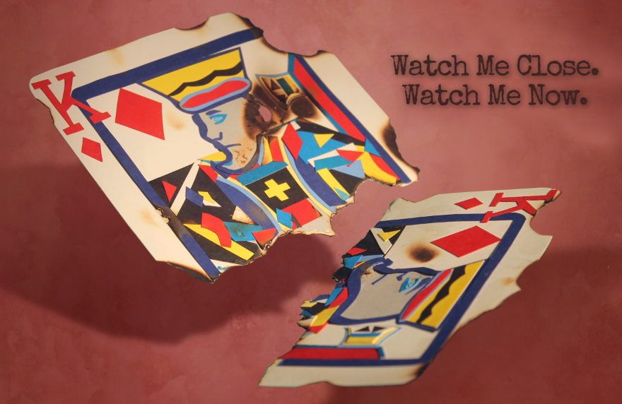 I created this card out of cut paper, and then burned it/ripped it to give it a disastrous effect.