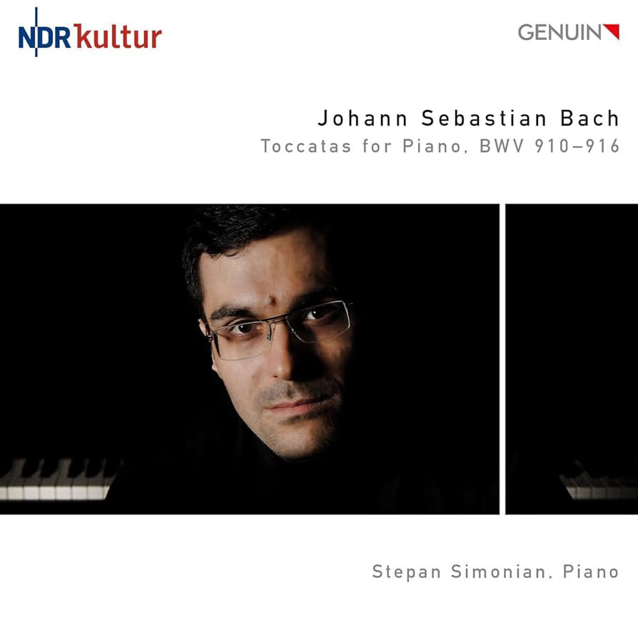 Album cover featuring pianist Stepan Simonian for Bach: Toccatas BWV 910–916