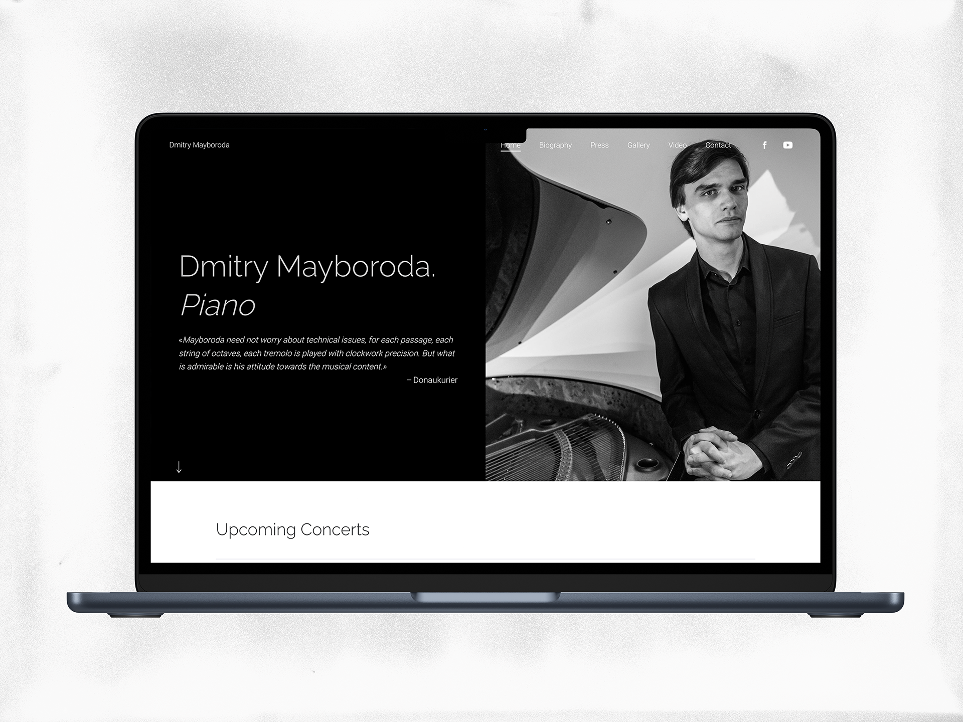 website for pianist Dmitry Mayboroda, including a concert calendar and essential press info.