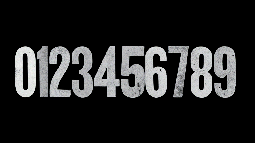 Animated gif: the numerals of the font are displayed in a single line, 0 through 9.