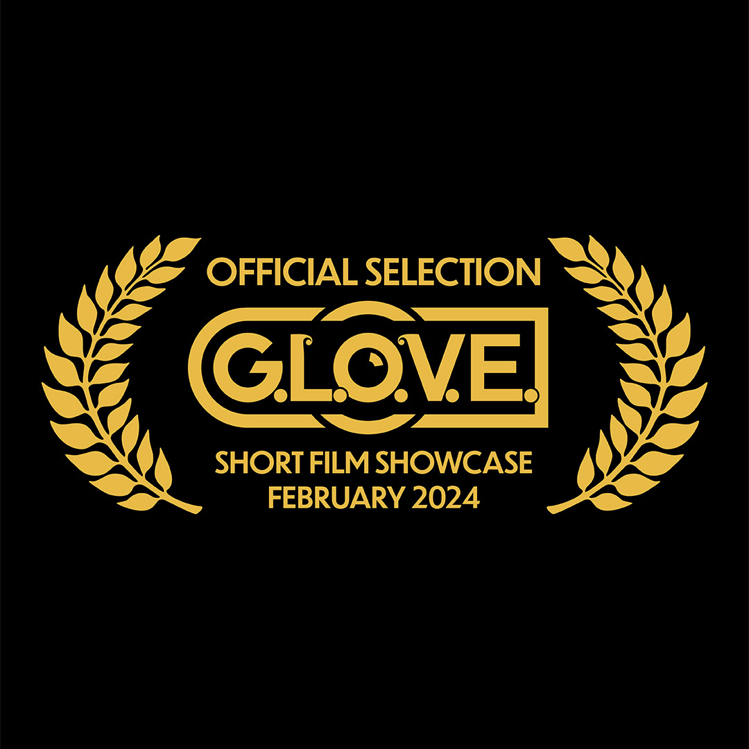 A logo lockup with laurels and the text "OFFICIAL SELECTION" above the logo and the text "SHORT FILM SHOWCASE (line break) FEBRUARY 2024" below the logo.