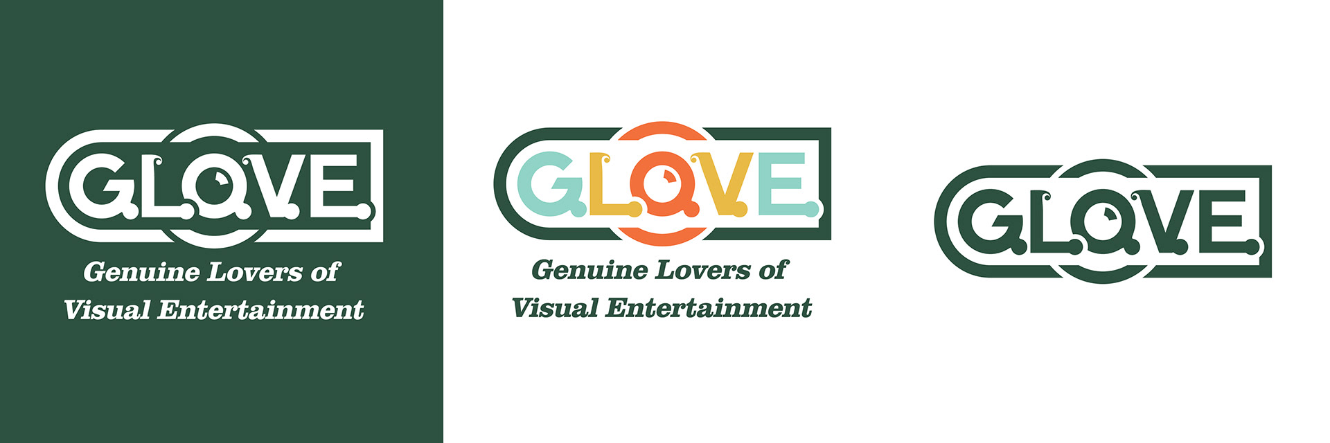 Three small side by side images of the logo pictured above, slightly modified to display at smaller sizes: one displayed in white on a dark green background, one in full color on a white background, and one with no subhead text in dark green on a white background.