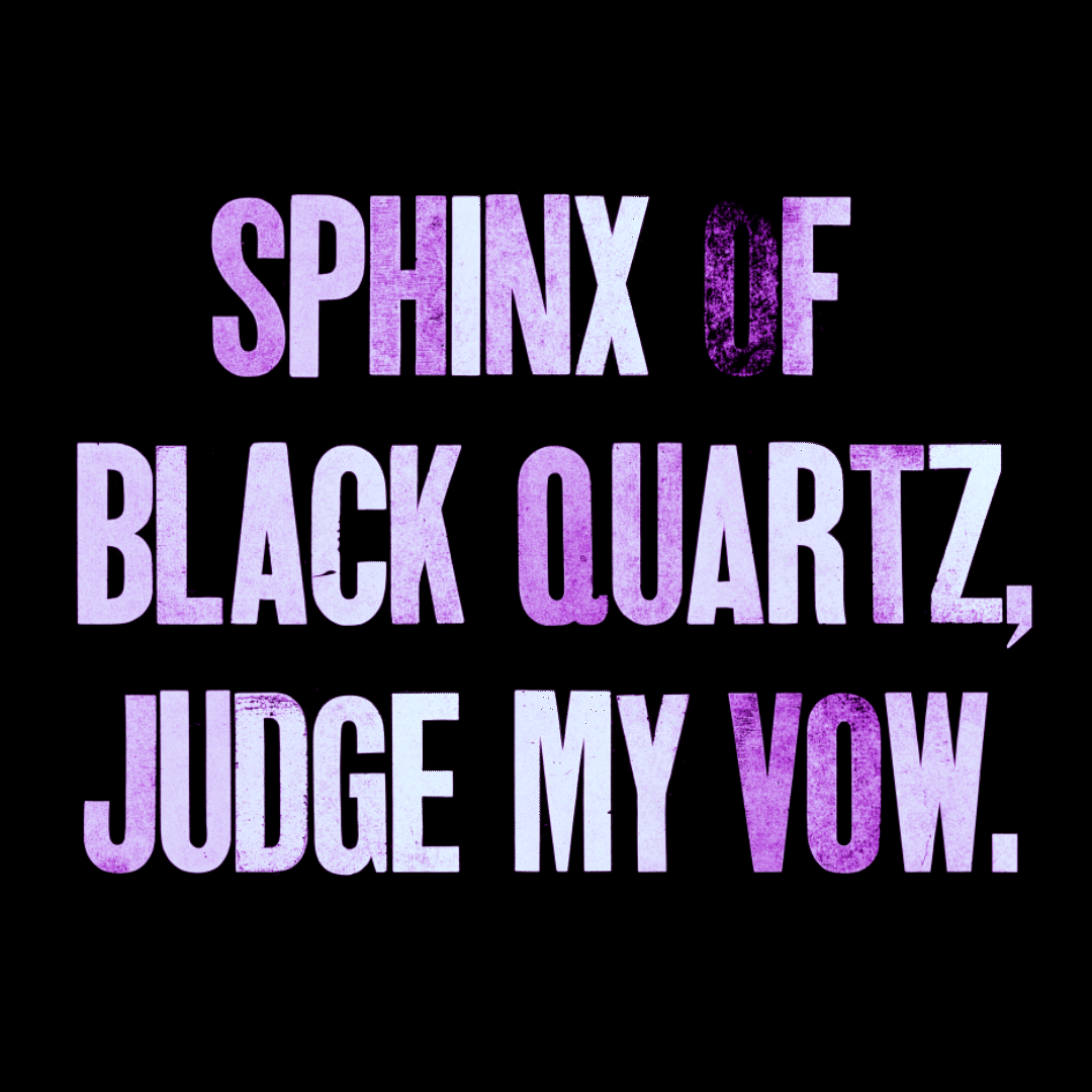 Animated gif: The font is displayed in a pangram which reads "SPHINX OF (line break) BLACK QUARTZ, (line break) JUDGE MY VOW."
