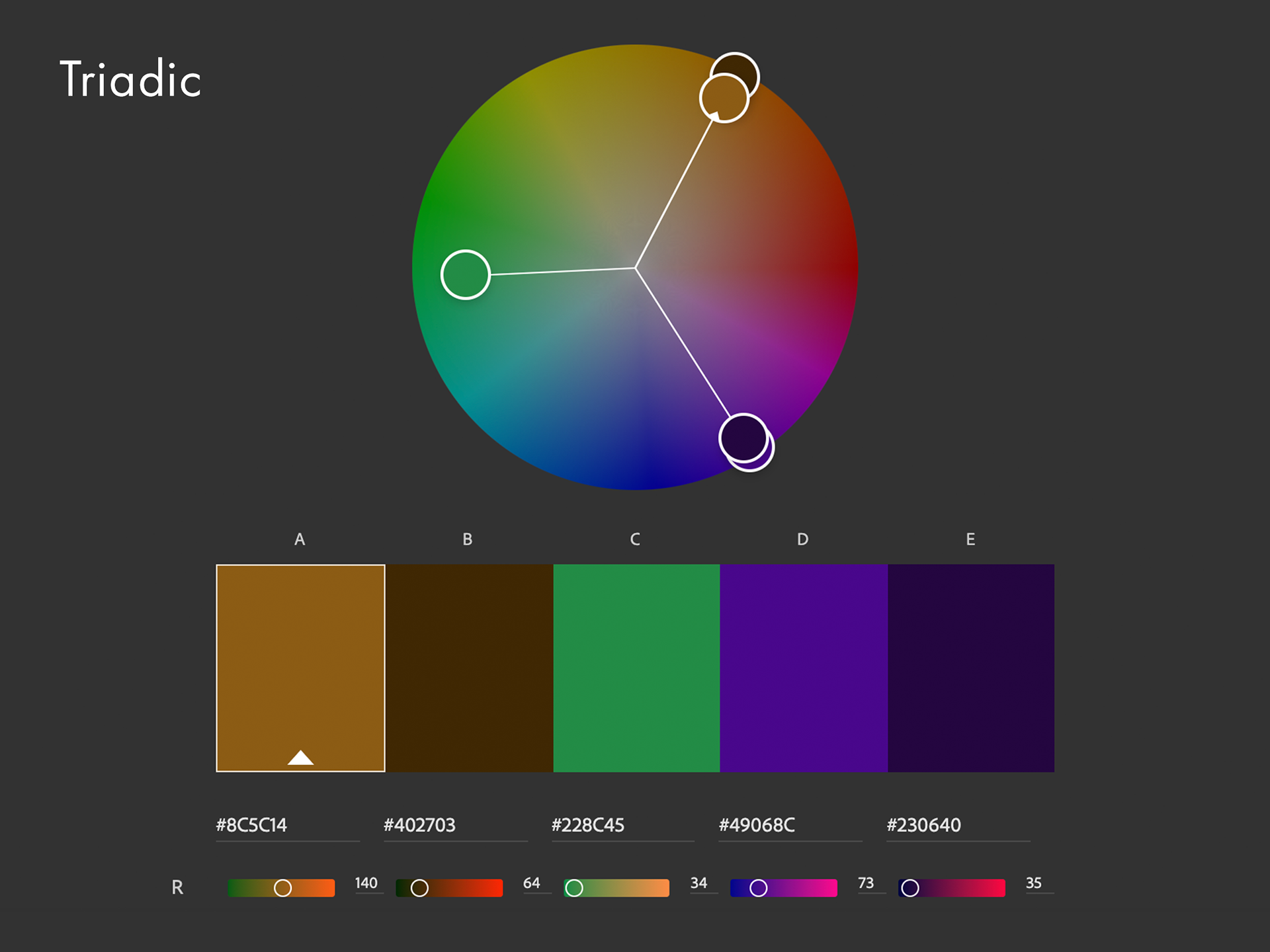 Triadic color palette.