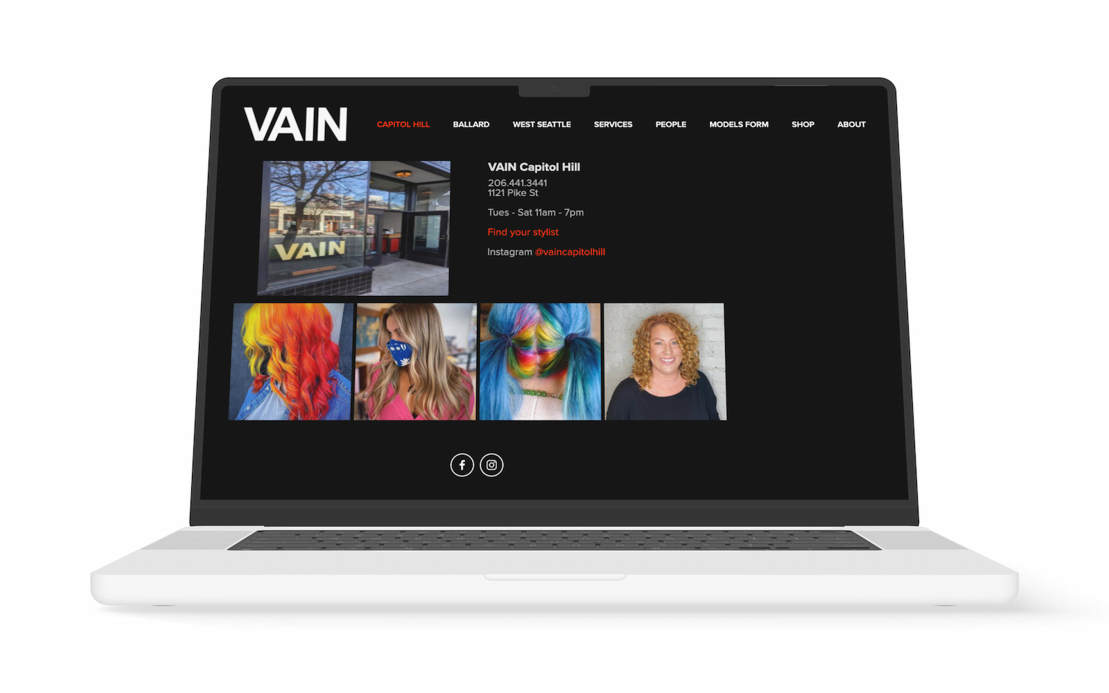 Vain's website prior to the rebrand.