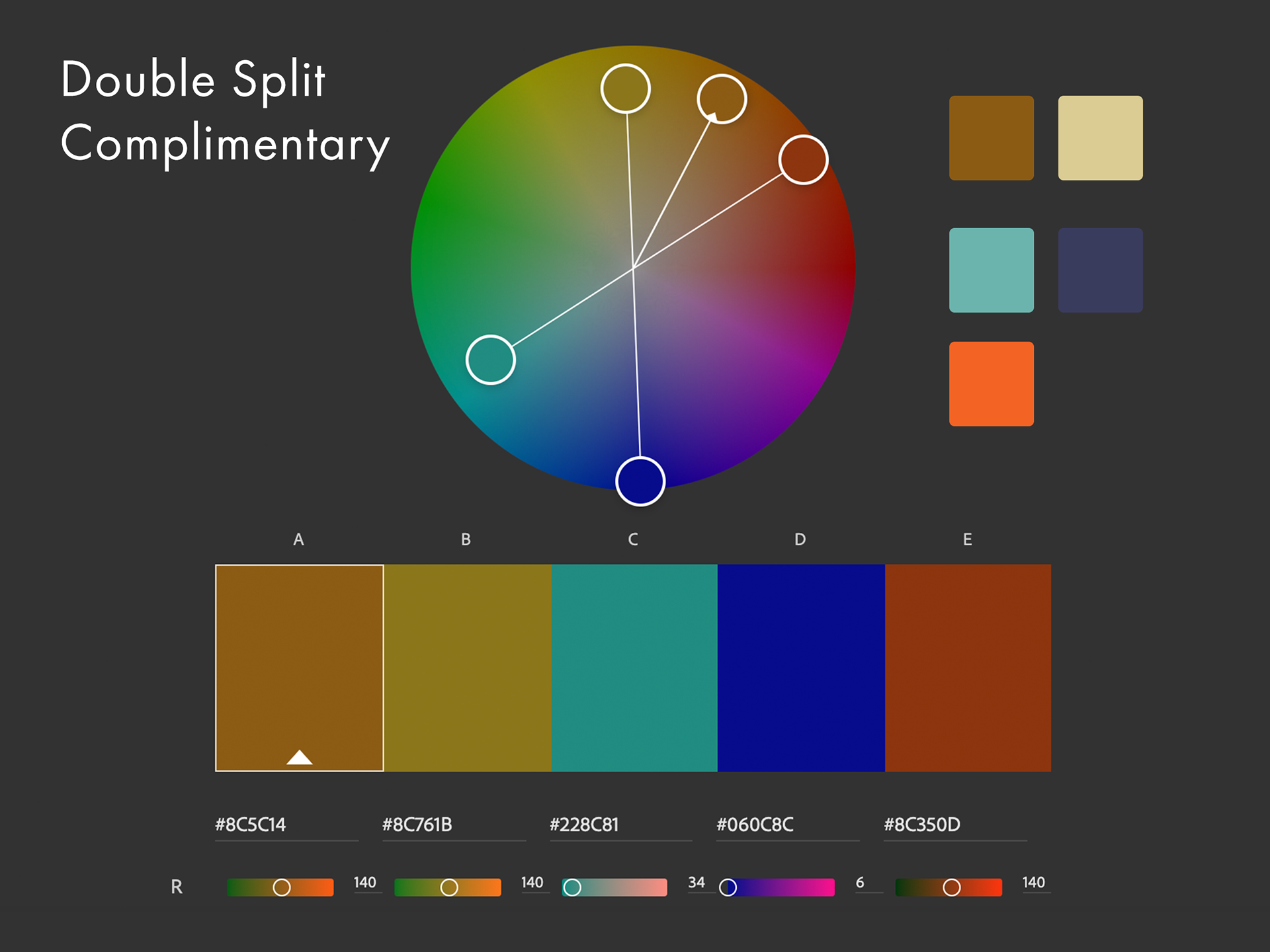 Double split complimentary color palette.