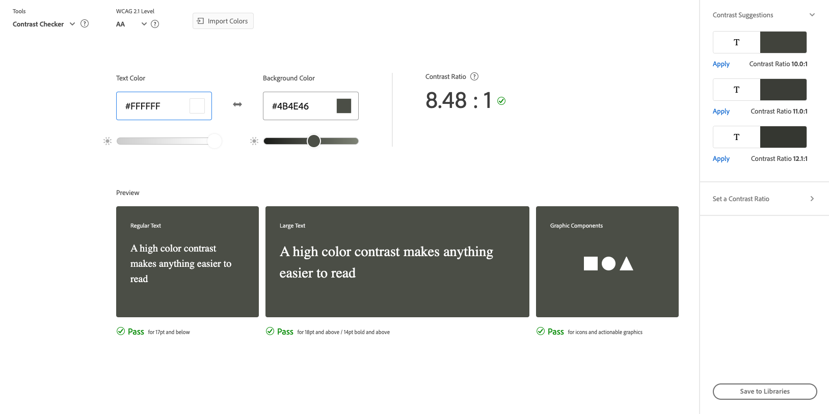 Color contrast audit of the first draft of UI.