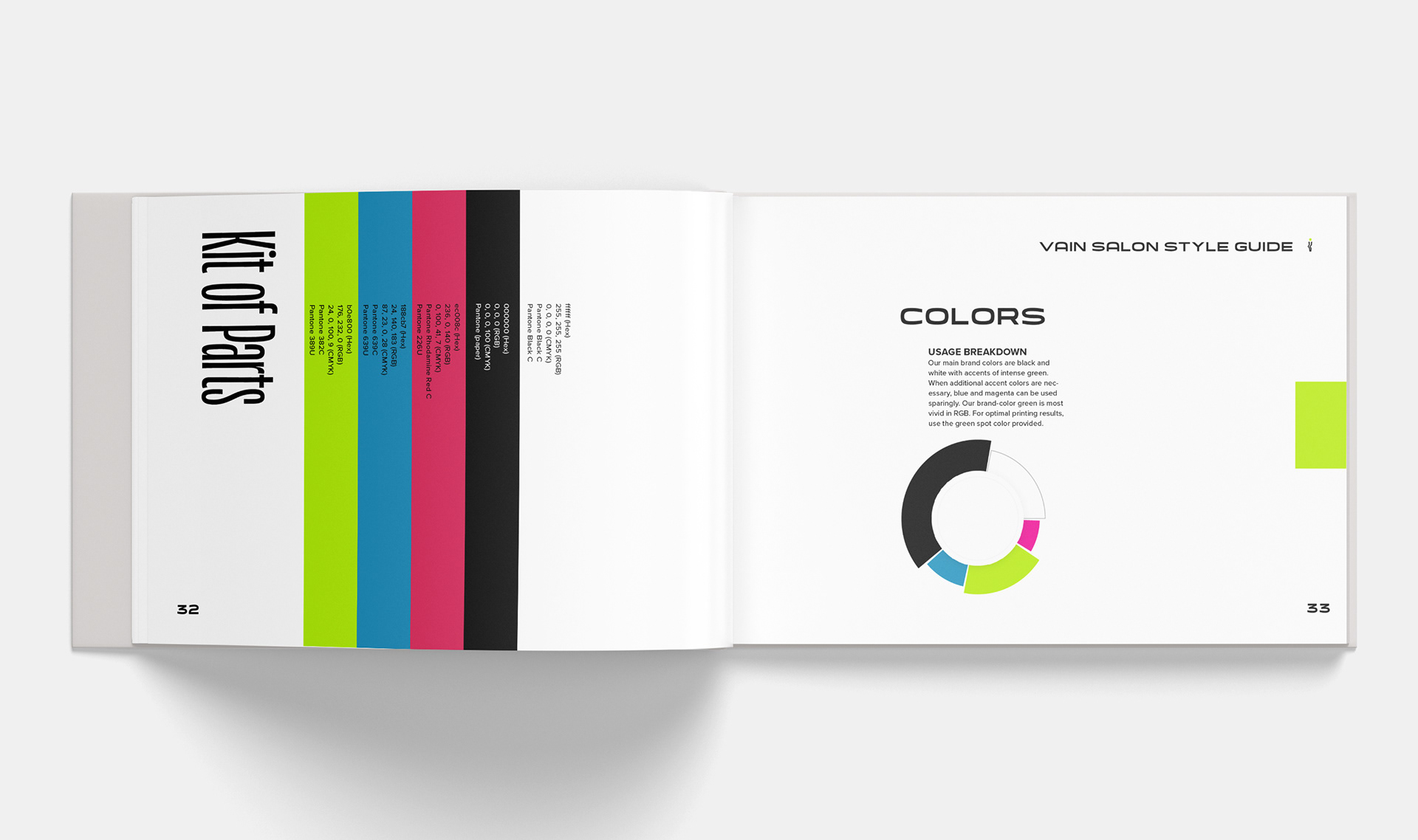 The color section of the brand guide.