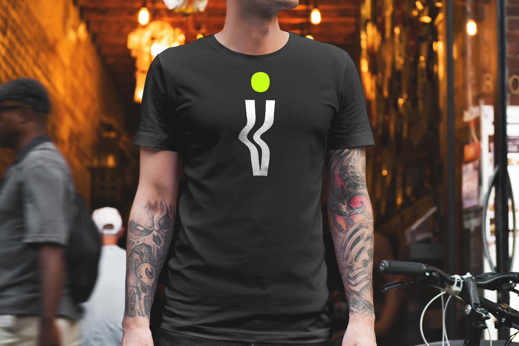 Logo applied to t-shirt.