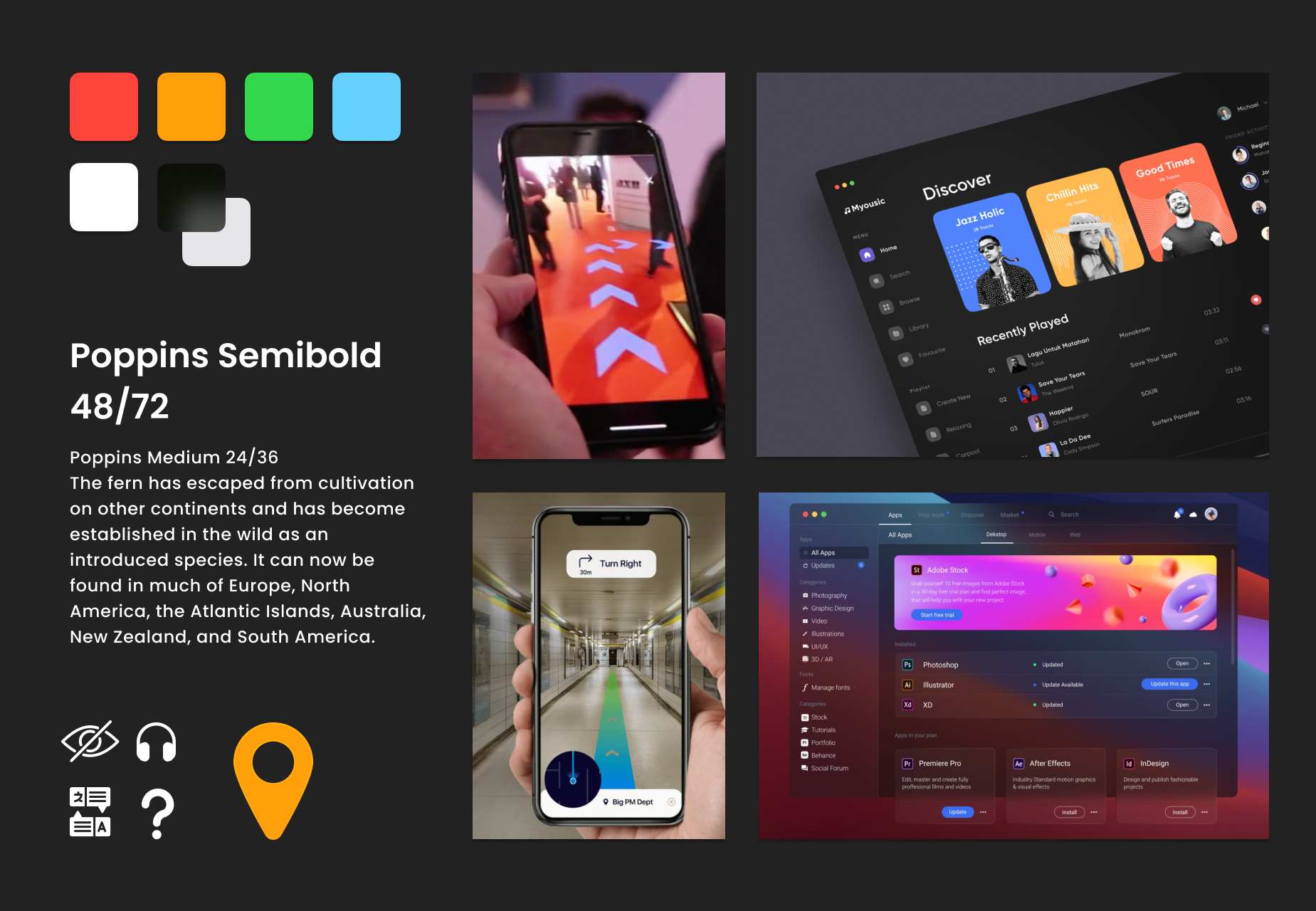 Moodboard for user interface.