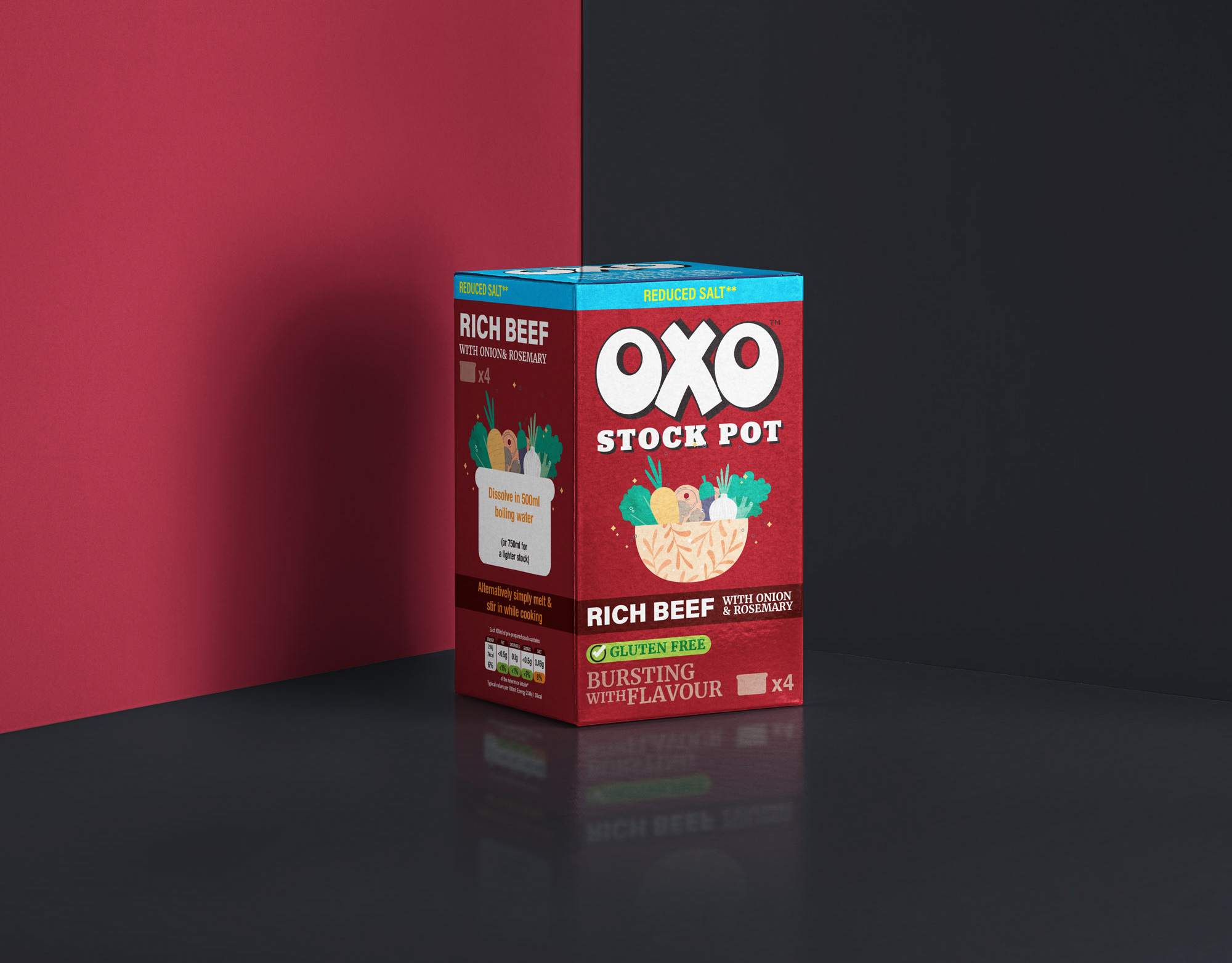 Oxo Reduced Salt Beef Stock Pots With Rosemary 4X20g - Tesco Groceries