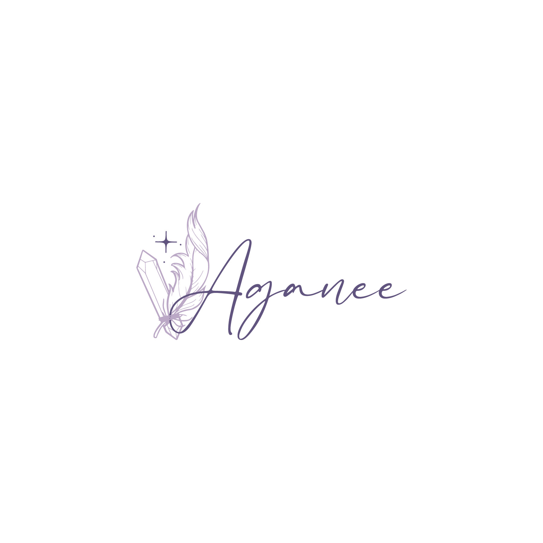 Aganee is a brand that represents femininity, tranquility and promotes healing through the use of crystals. The purple represents the healing power of the amethyst stone..