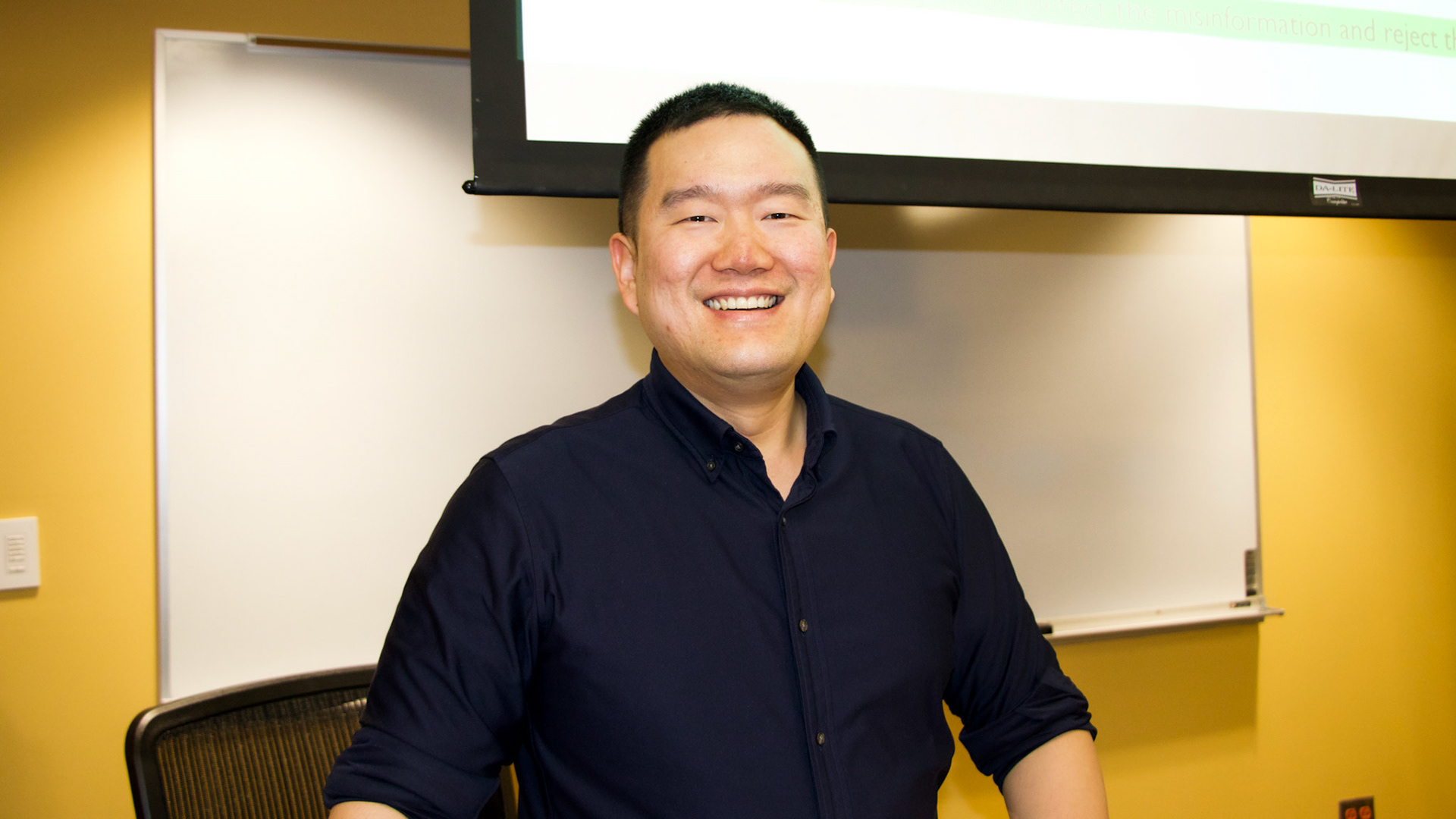 Blacksburg, Virginia, Feb. 19, 2025 --- Professor, Researcher, AI Innovator: Assistant professor in the Department of Geography and co-lead on a major AI study Junghwan Kim poses for a headshot during his Generative AI Applications in Social Science course.