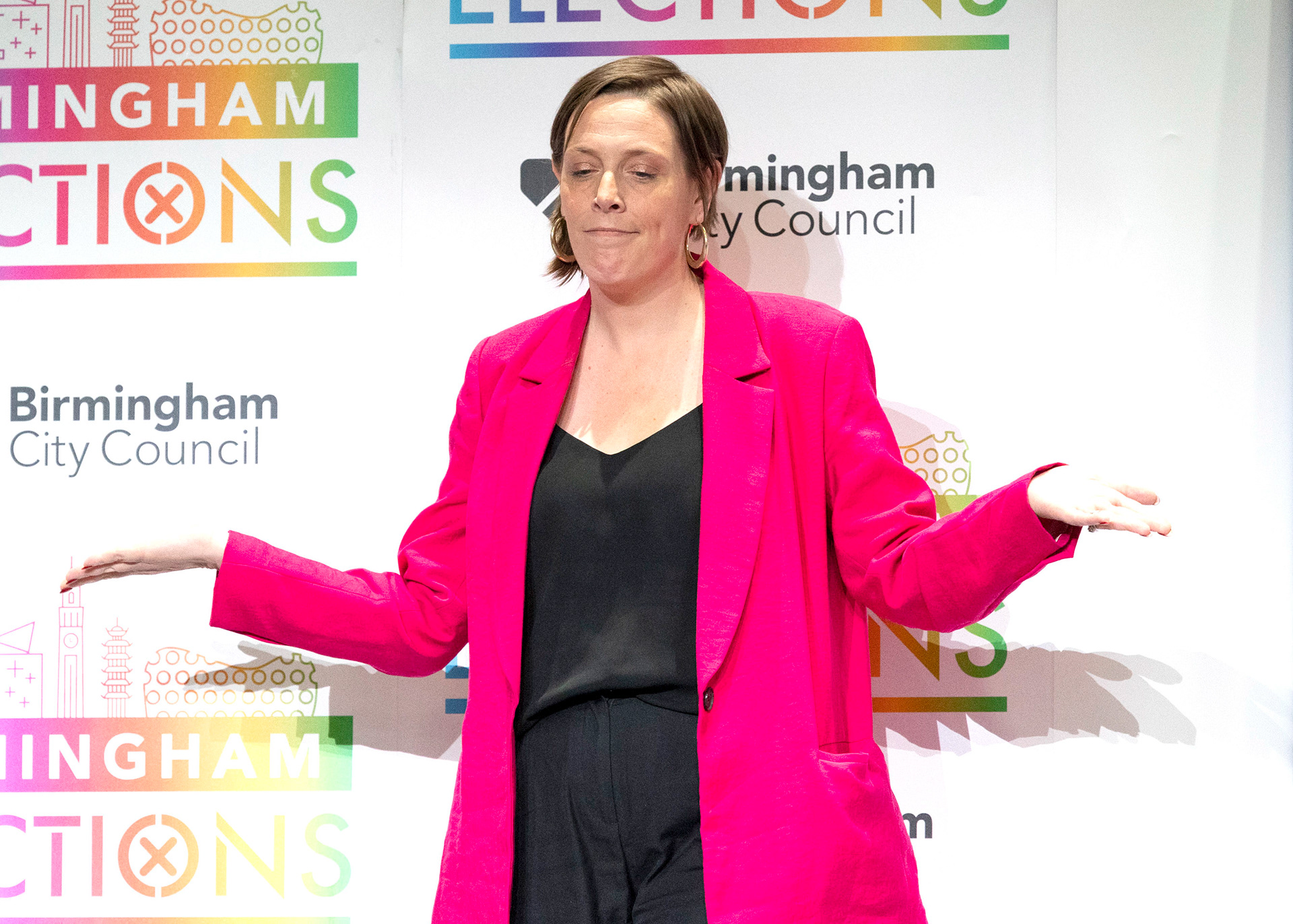 Labour MP Jess Phillips pictured retaining her seat at the General Election 2024. Picture used in the Daily Telegraph