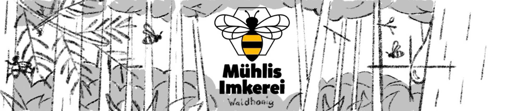 Mühlis Imkerei Waldhonig Etikette Entwurf