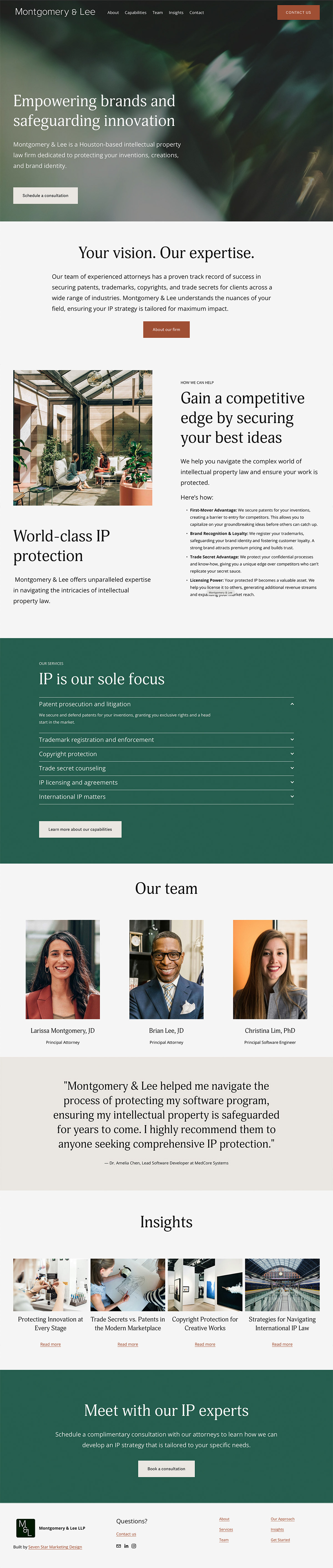 Website mockup for Montgomery & Lee