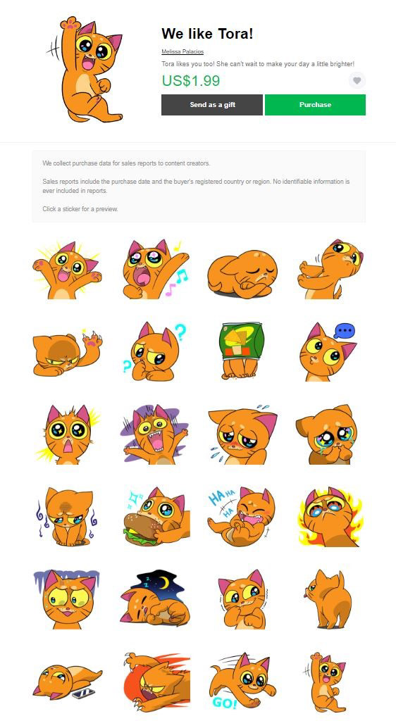 'We like Tora' in the LINE Sticker Shop