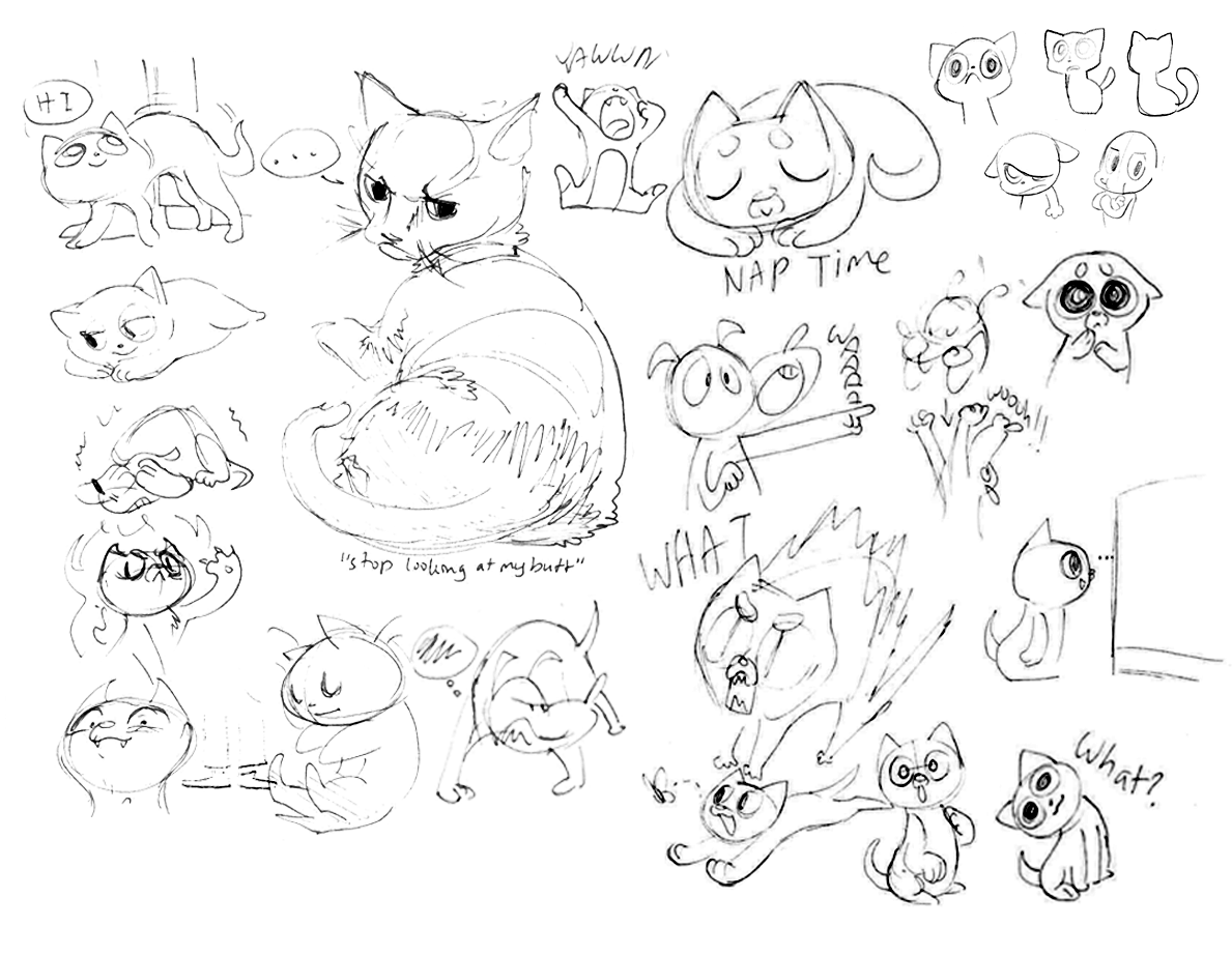 Initial Sketches for Tora Cat