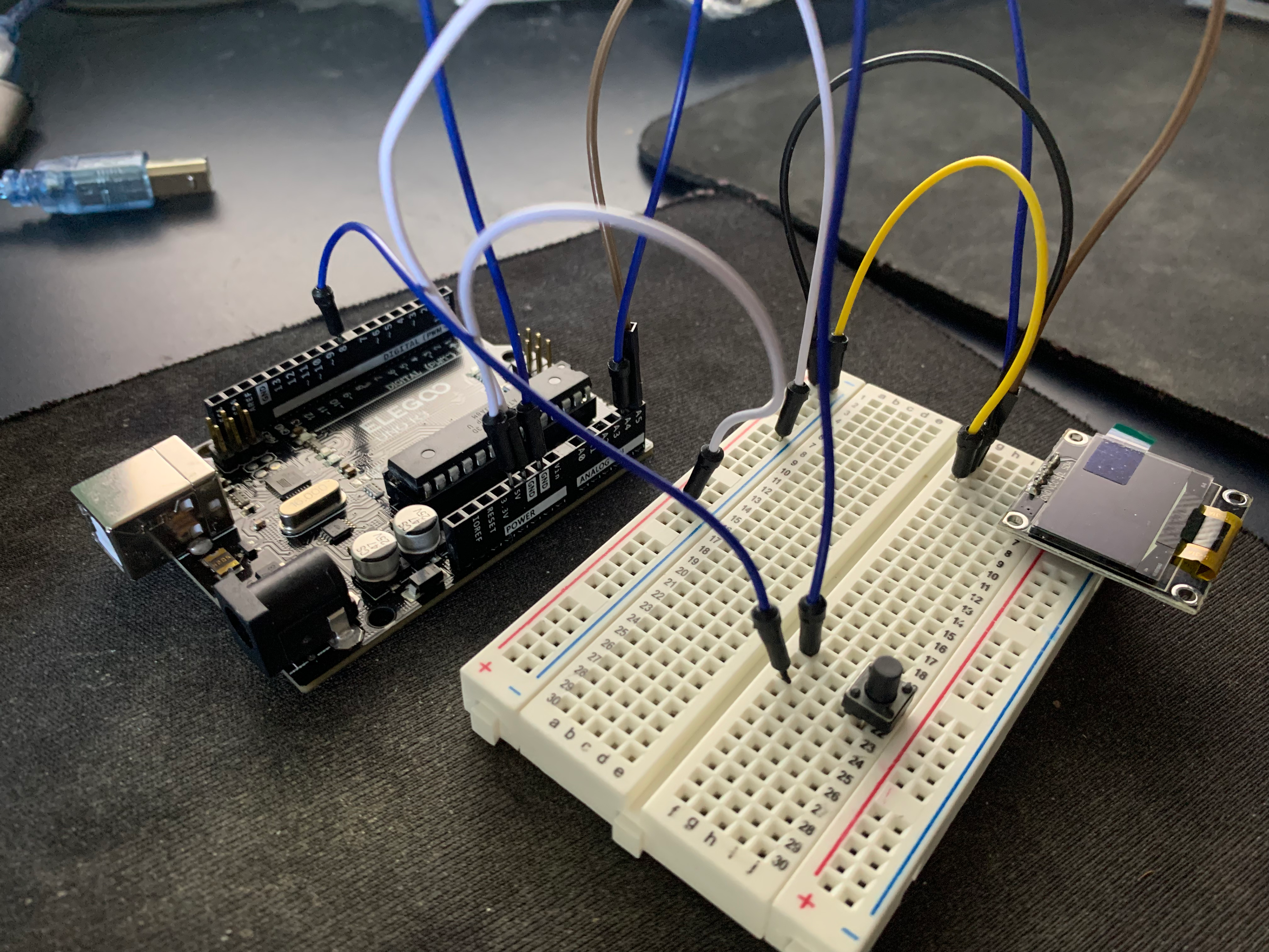 The breadboard set up of the Arduino