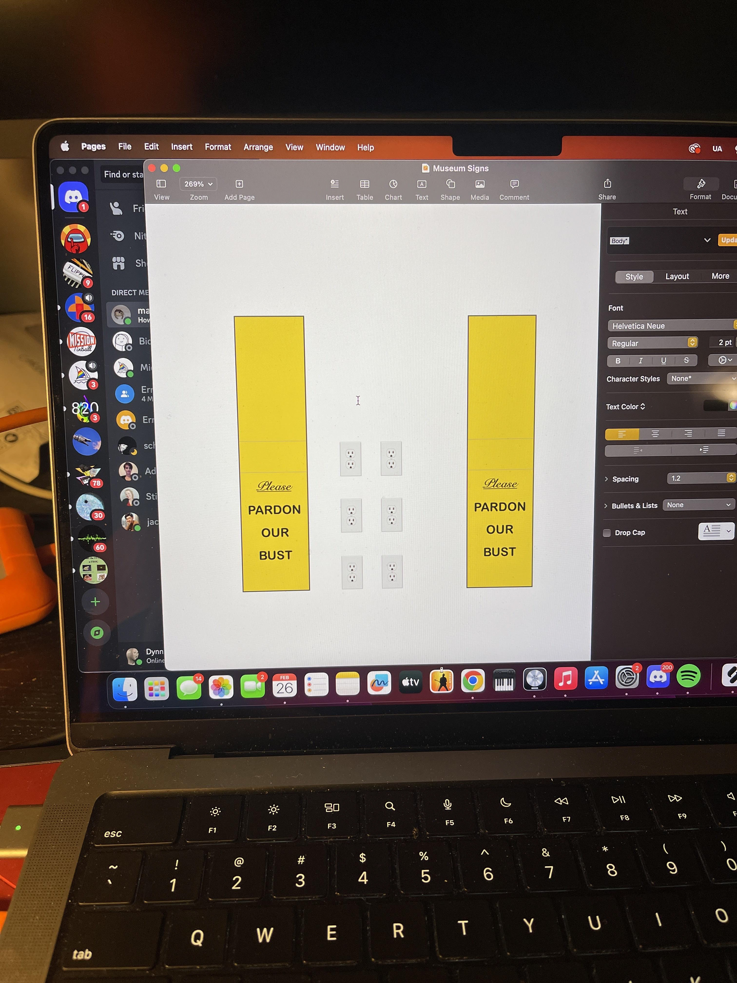 The punny signboard was created using cardstock reinforced with spare stir sticks, and some papercraft techniques in Apple Pages.
