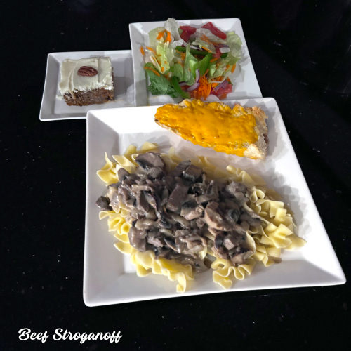 Beef Stroganoff dinner